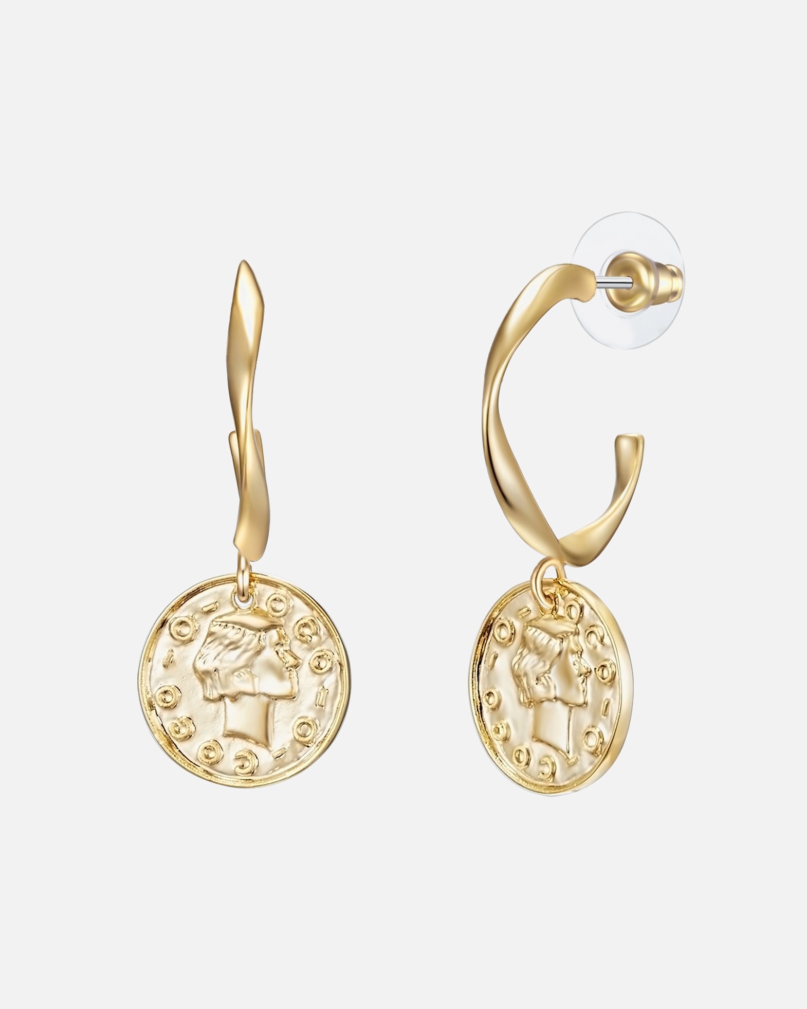 Boucle d'oreilles for FemmeBoucles d´oreilles Pièce de monnaie Alliage de fer en Or jaune43,1 mm