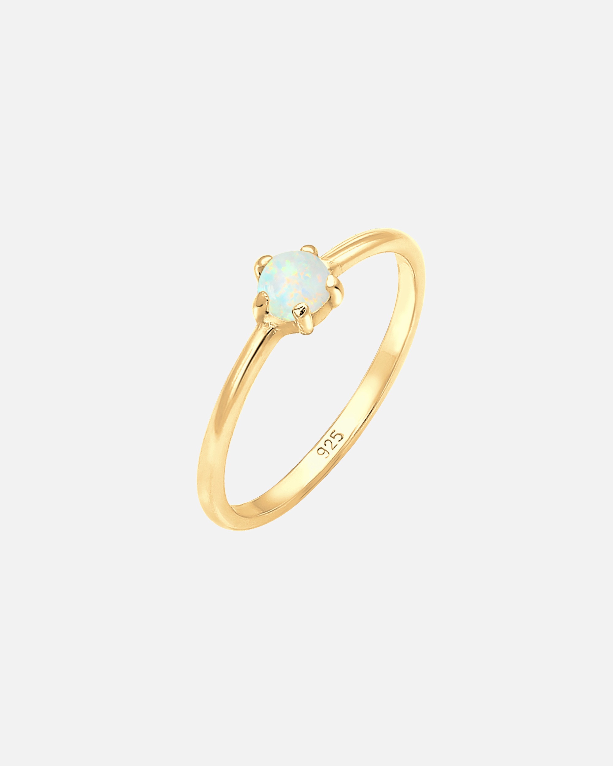 Ring für Weiblich Elli Basic Trend Bandring Synthetischer Opal 925 Silber 56