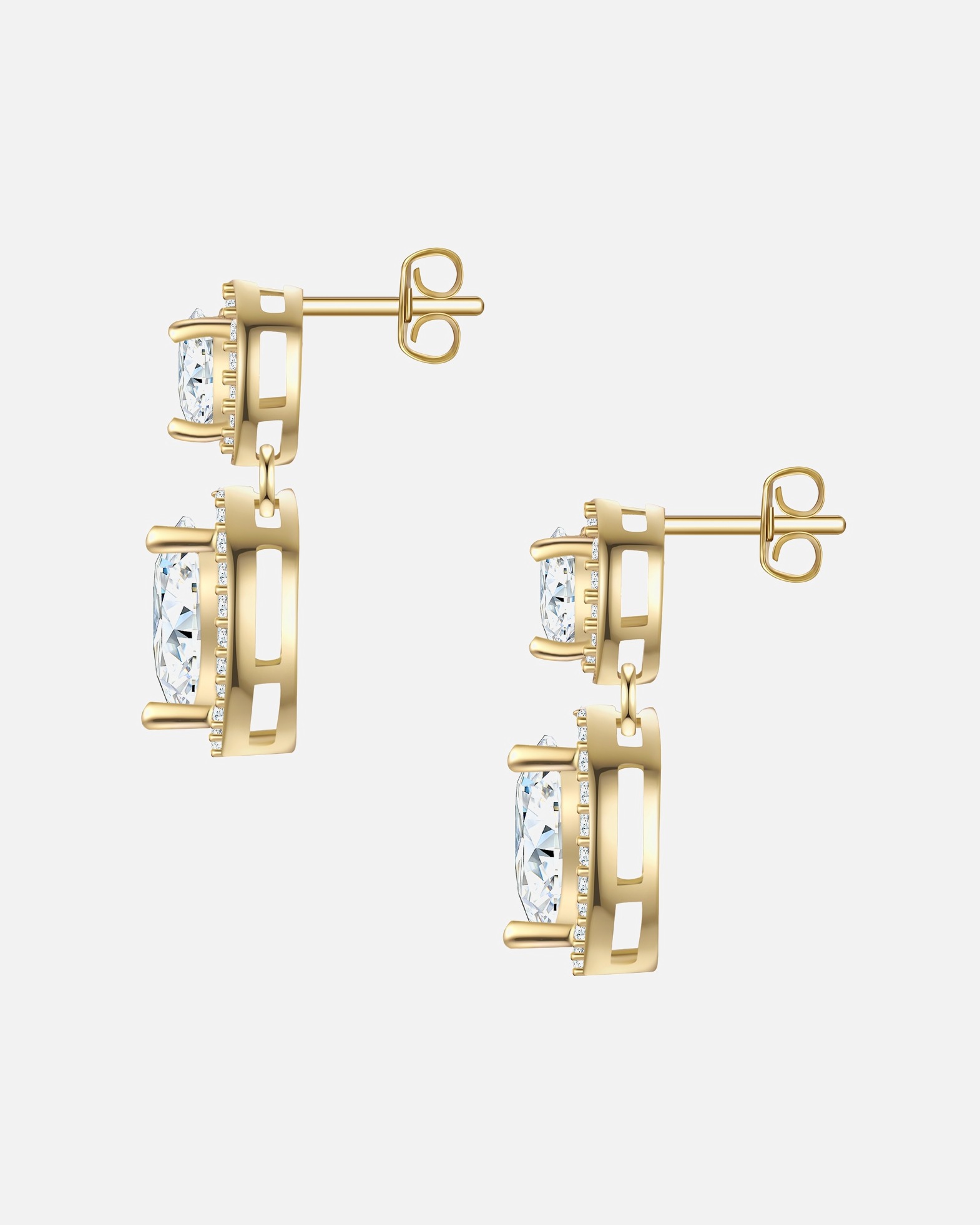 Boucle d'oreilles for FemmeYokoamiiBoucles d'oreilles pendantes cœur en laiton doré avec zirconium17,2 mm