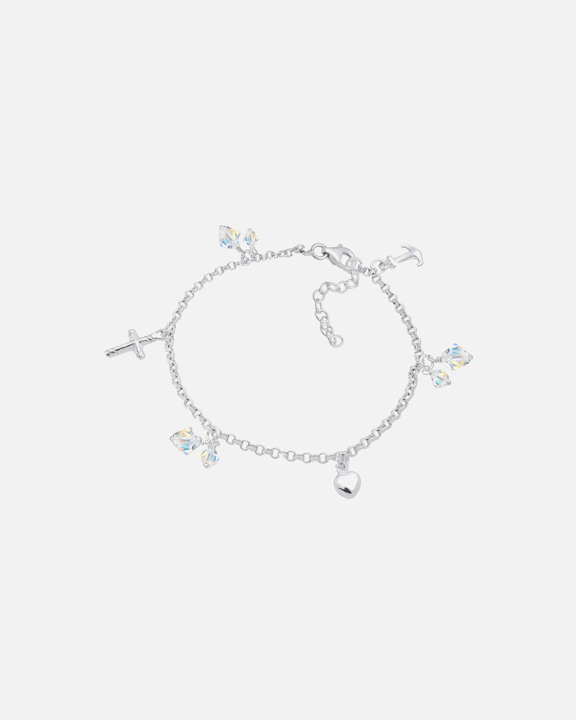 Armband für Weiblich Elli Kreuz Herz Anker 925 Silber vergoldet, mit Kristallen von Swarovski® 16