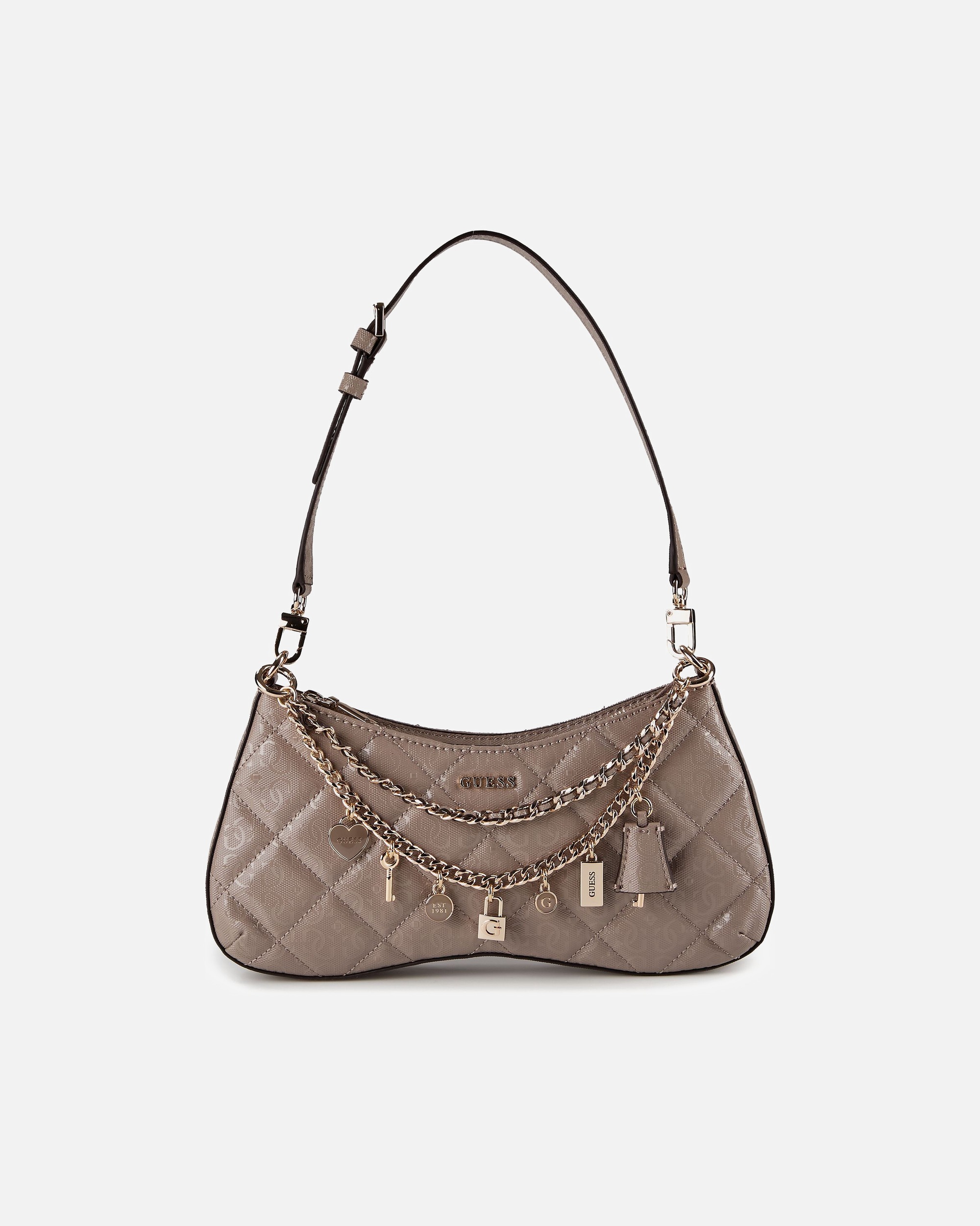 Handtasche für Weiblich Guess Libby Schultertasche dark taupe