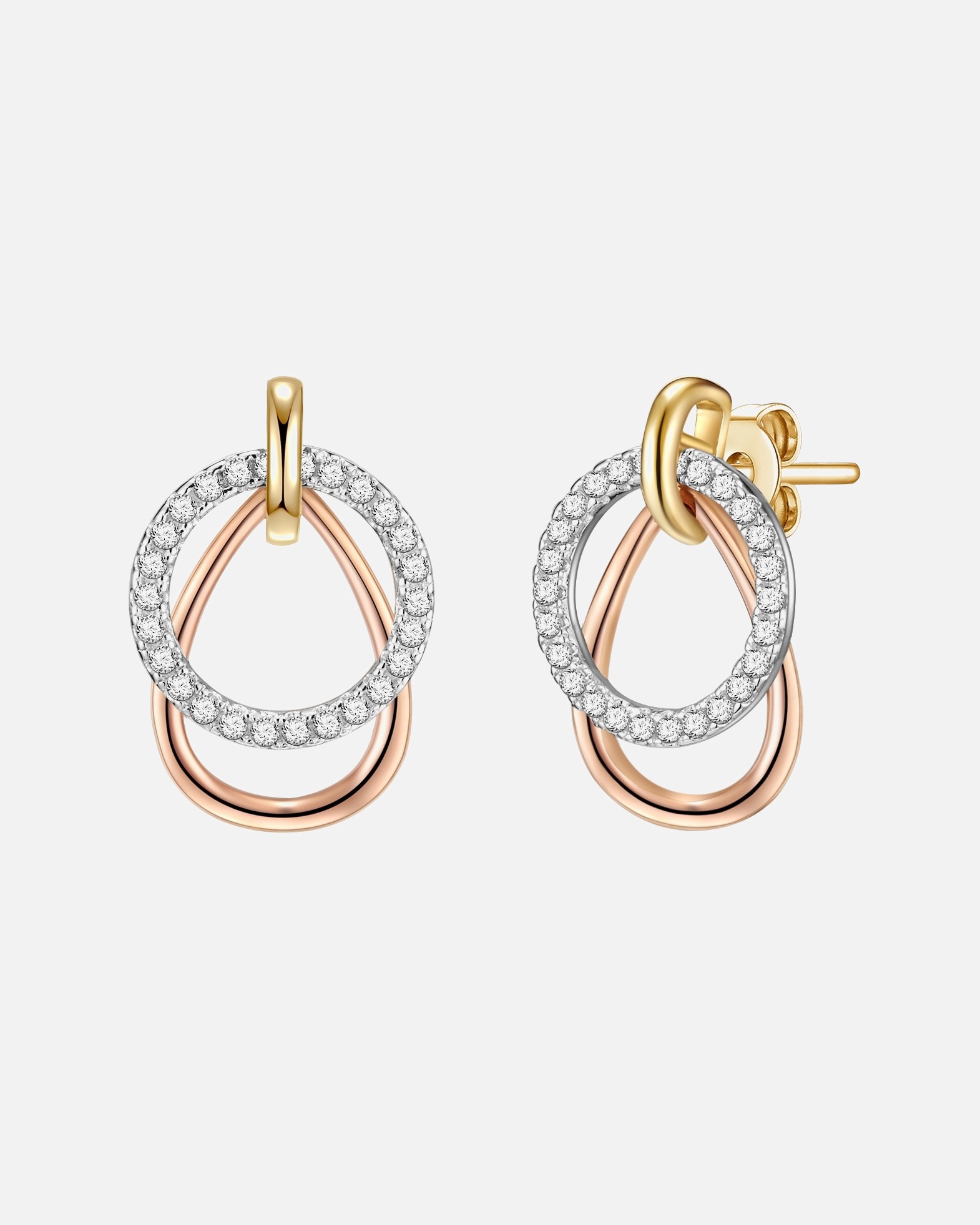 Boucle d'oreilles for FemmePuces d'oreilles en argent Argent sterling Oxyde de zirconium (CZ) en Or jaune16,9 mm