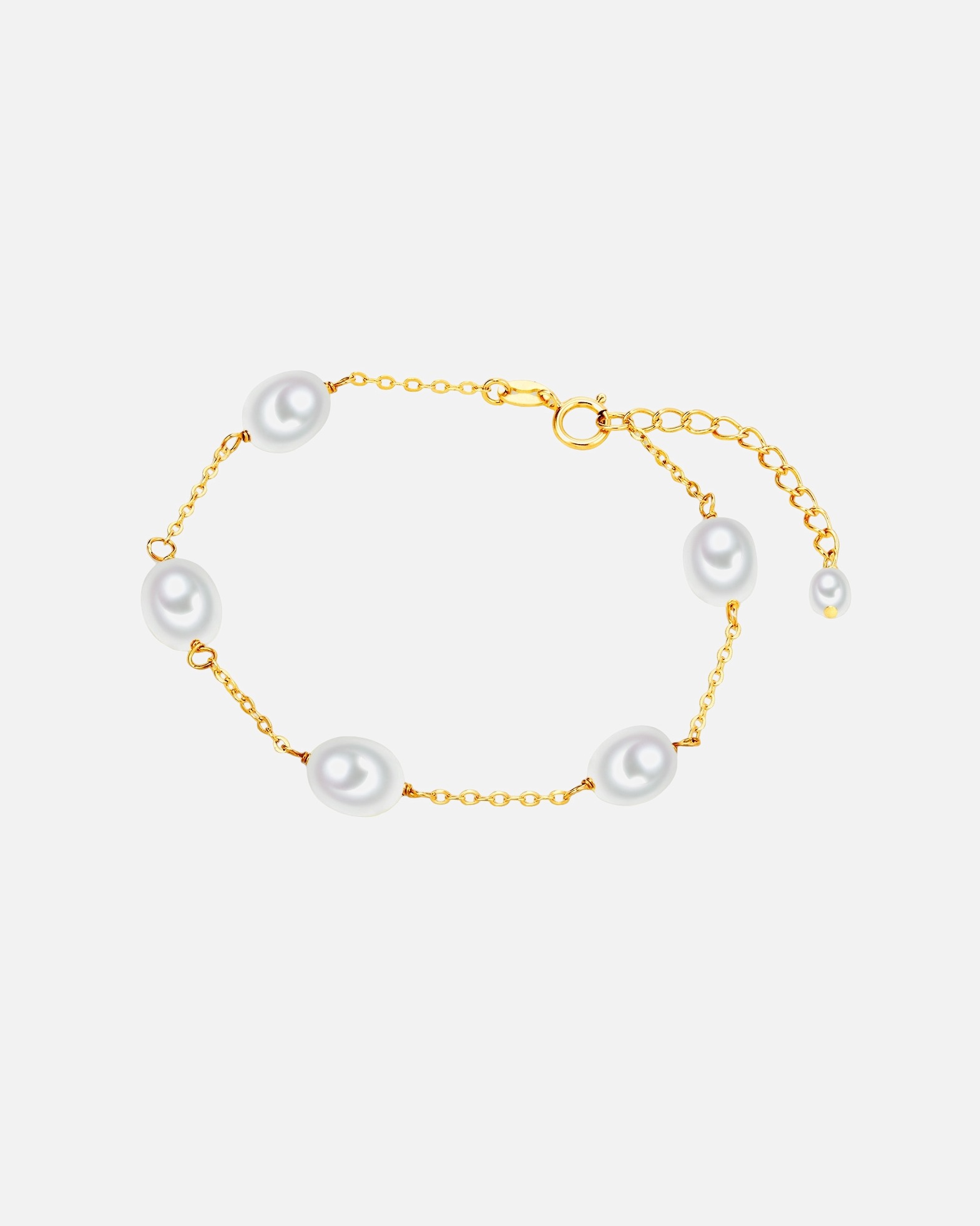 Bracelet for FemmeBracelet en perles Argent sterling Perle de culture d'eau douce en Or jaune17,0 cm Basislänge + 3,0 cm Verlängerung