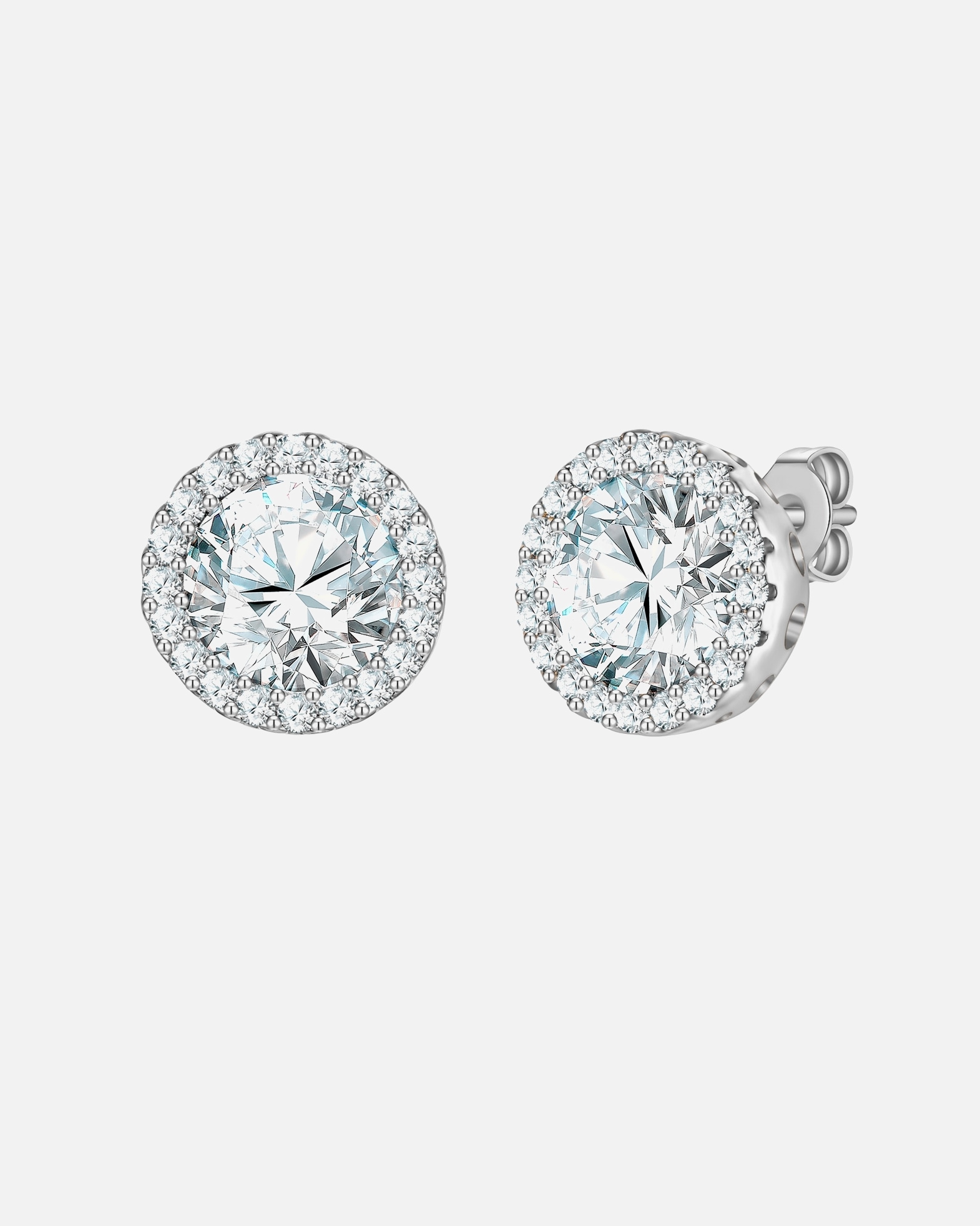 Ohrringe für Weiblich Yokoamii Ohrstecker aus Messing in silber mit Zirkonia 8,8 mm