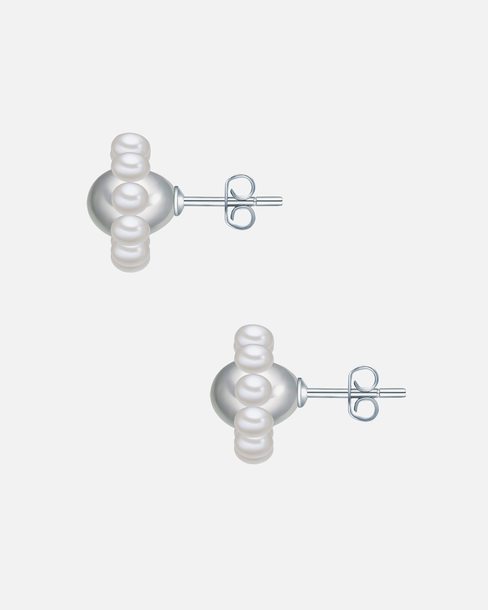 Boucle d'oreilles for FemmeValero PearlsPuce d'oreille en perle Fleur Perle de culture d'eau douce Perle de culture d'eau douce en Gris12,3 mm