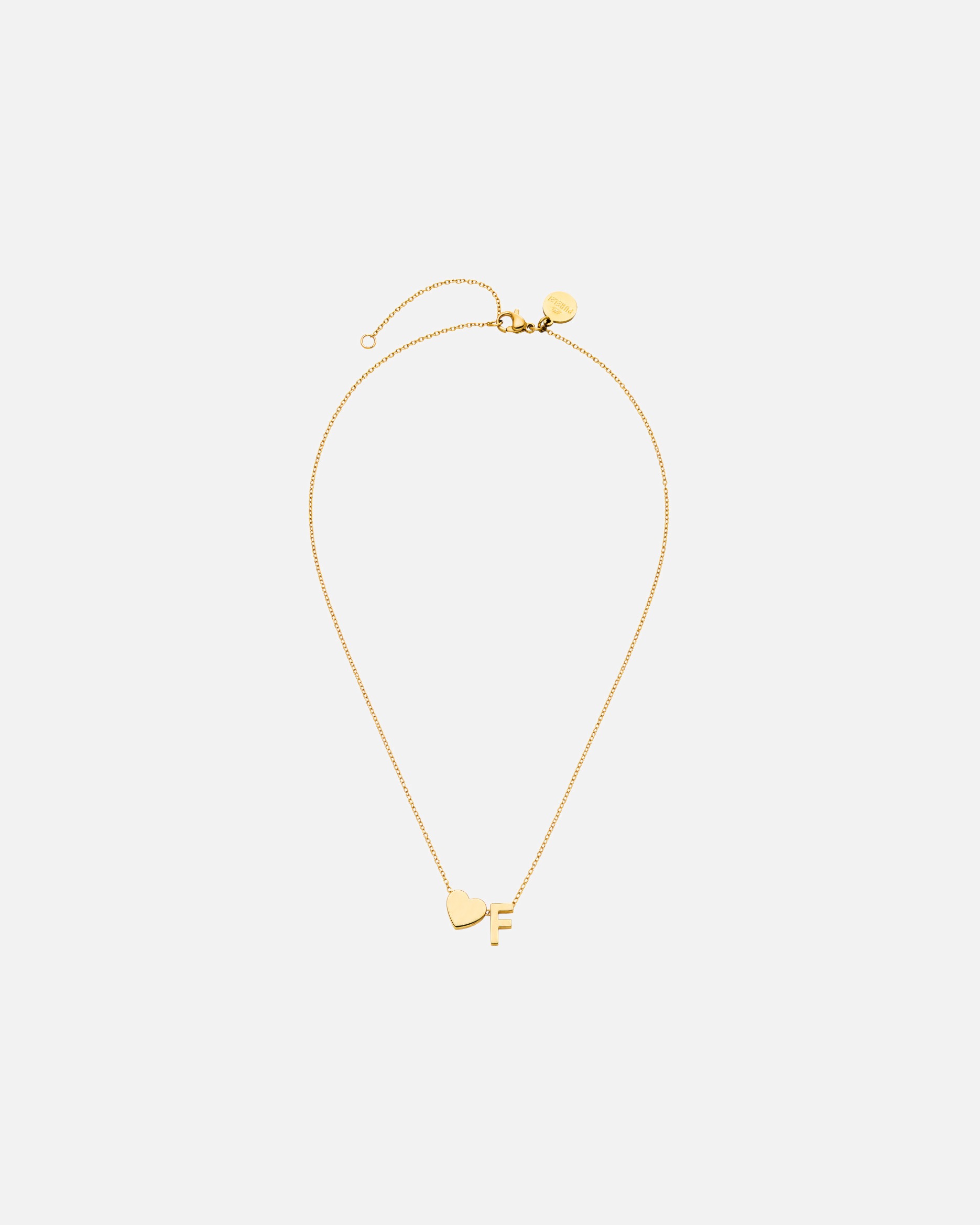 Collier for UnisexePureleiLetter Heart F Chaîne 100% acier inoxydableOr
