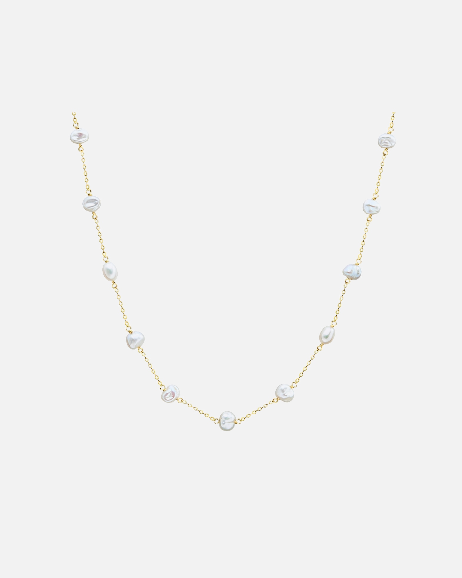 Halskette für Weiblich Valero Pearls Perlen-Kette aus Sterling Silber in gelbgold mit Süßwasser-Zuchtperle 40,0 cm Basiskette + 7,0 cm Verlängerung