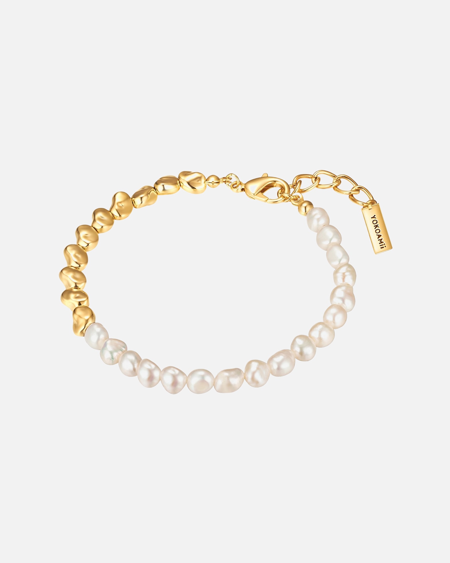Bracelet for FemmeYokoamiiBracelet Métal Perles organiques en Or jaune18,0 cm Basislänge + 3,0 cm Verlängerung