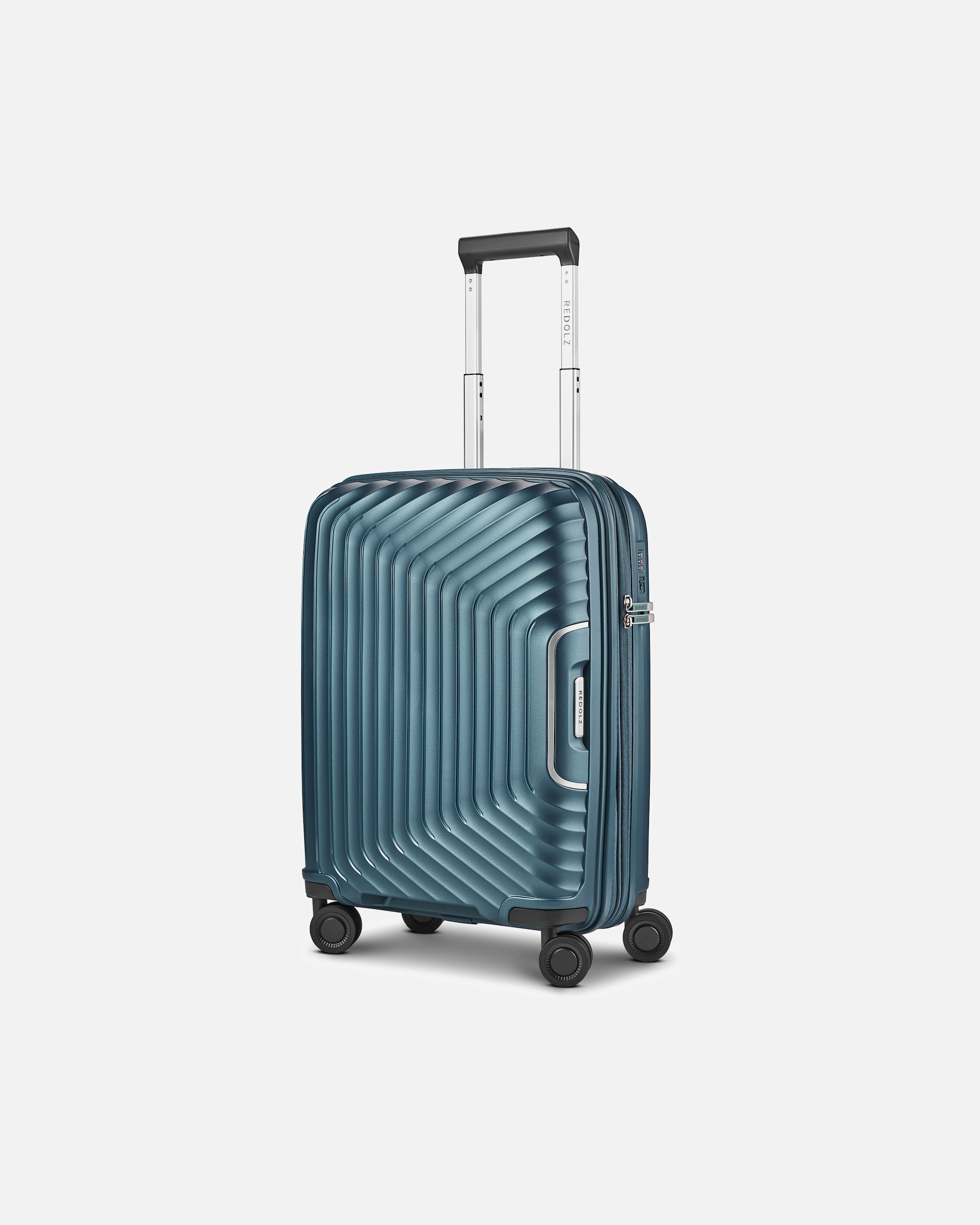 Handgepäckkoffer für Männlich Redolz Essentials 01 4 Rollen Kabinentrolley 53 cm mit Dehnfalte blue metallic