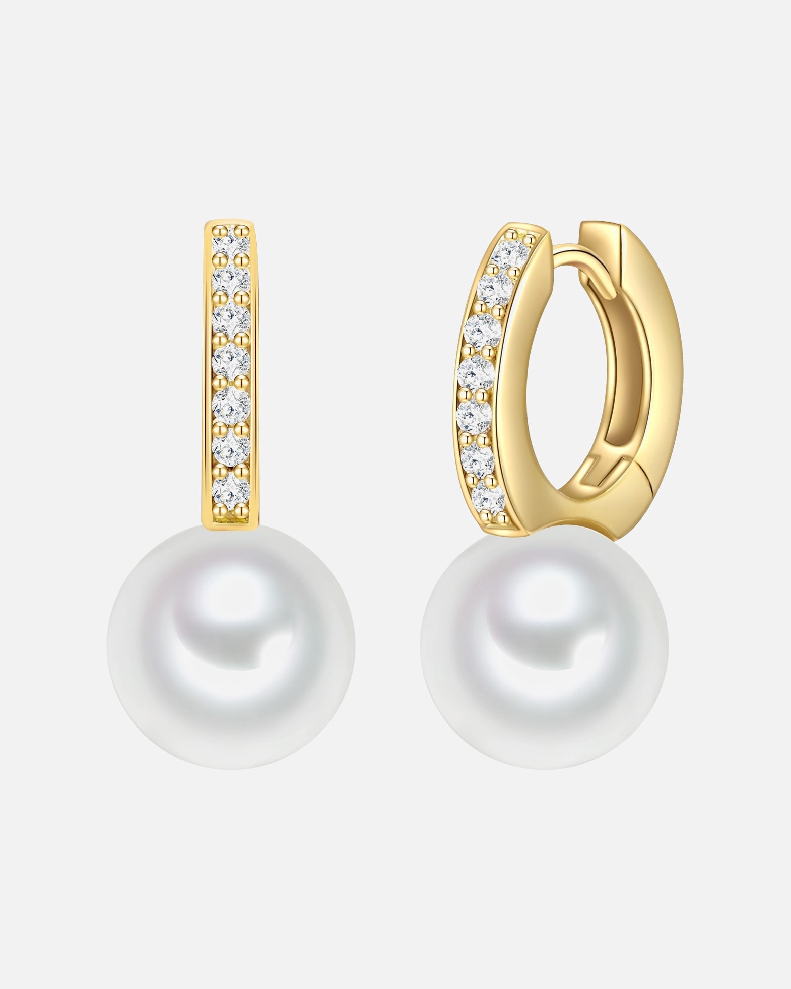 Créoles for FemmeRafaela DonataCréoles en argent Argent sterling Oxyde de zirconium (CZ) Perles organiques en Or jaune22,0 mm