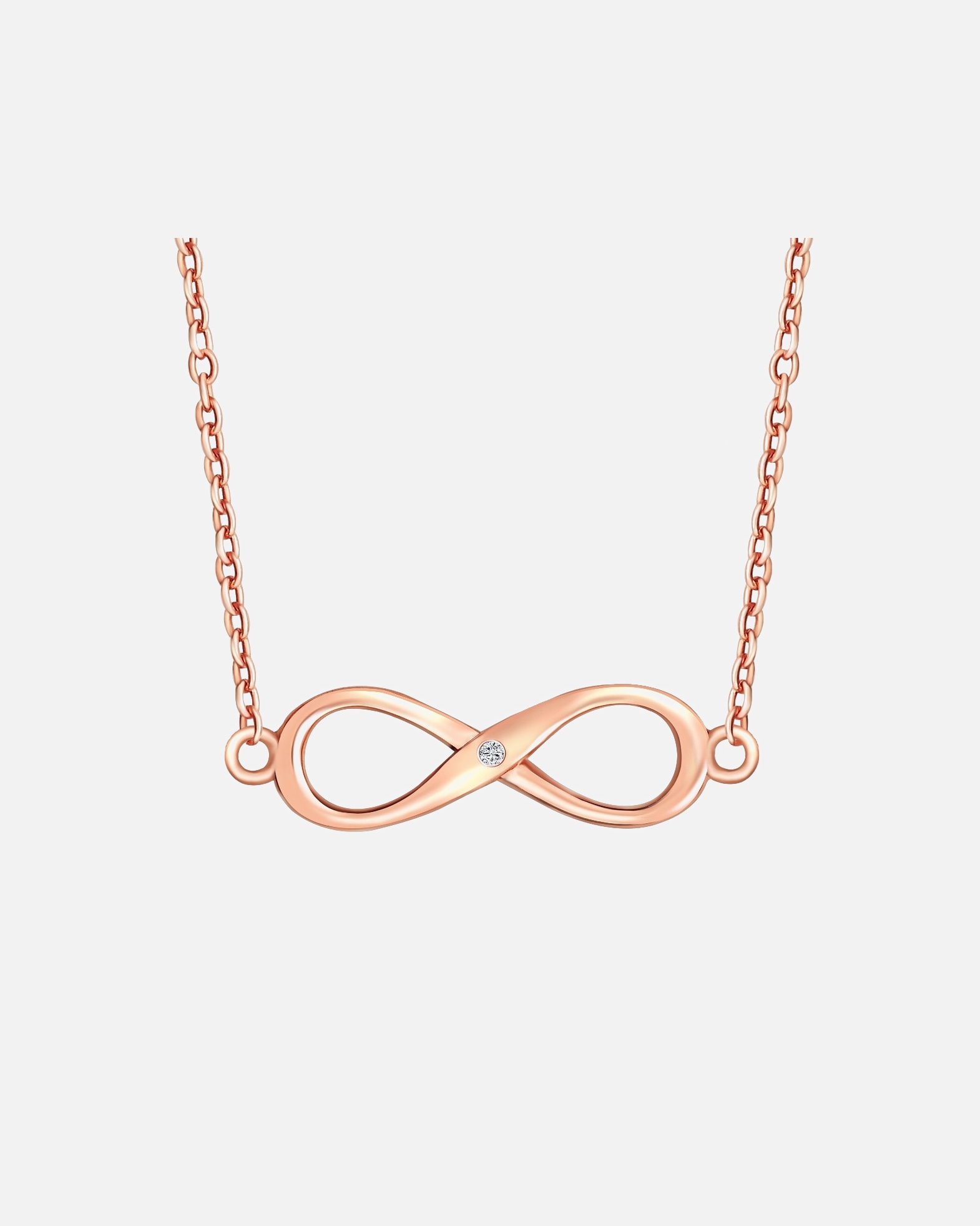 Collier for FemmeLulu & JaneChaîne Infinity Argent sterling Diamant en Or rose45 cm + 5 cm