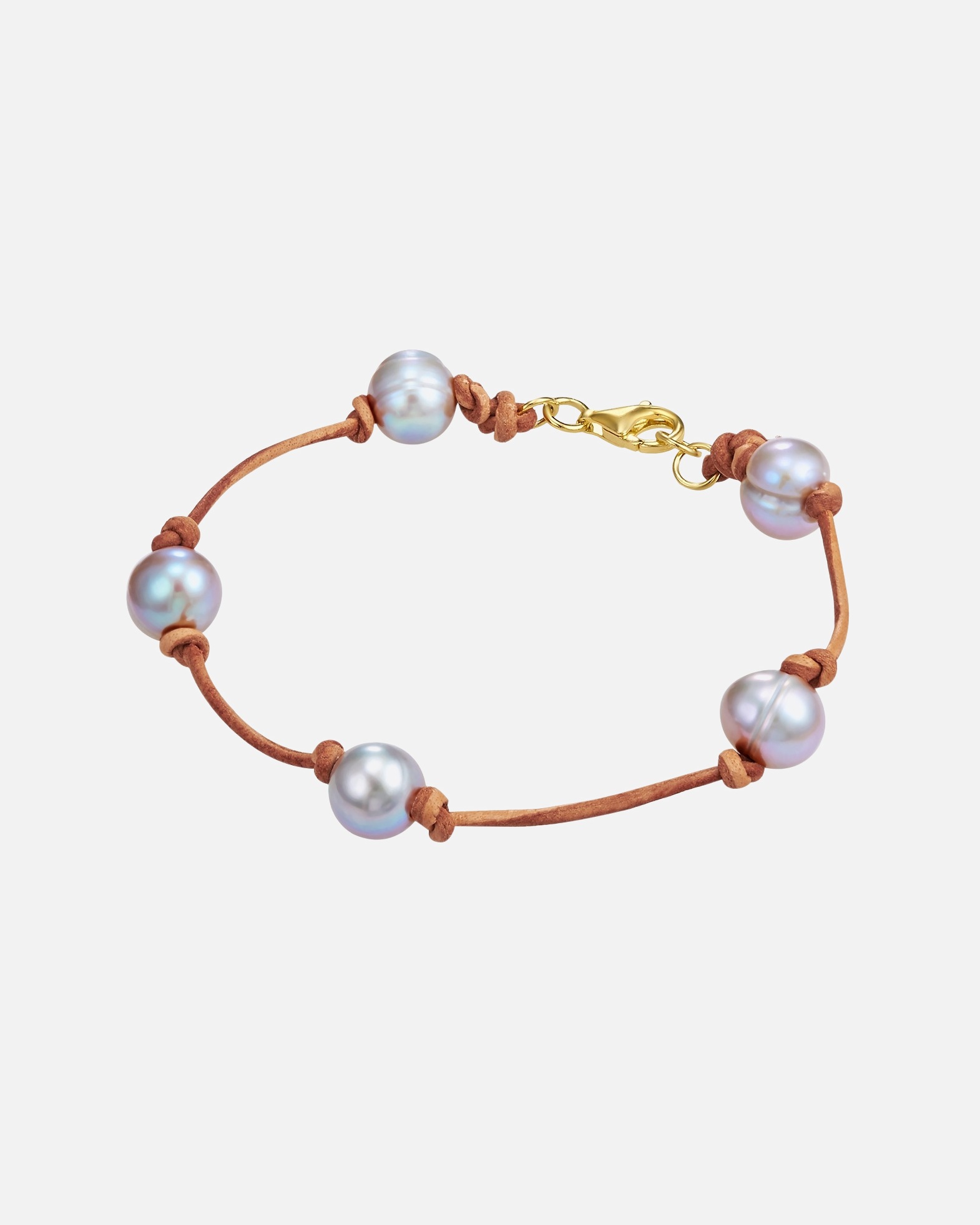 Bracelet for FemmeBracelet cuir nappa Perle de culture d'eau douce Perle de culture d'eau douce en Gris19,0 cm