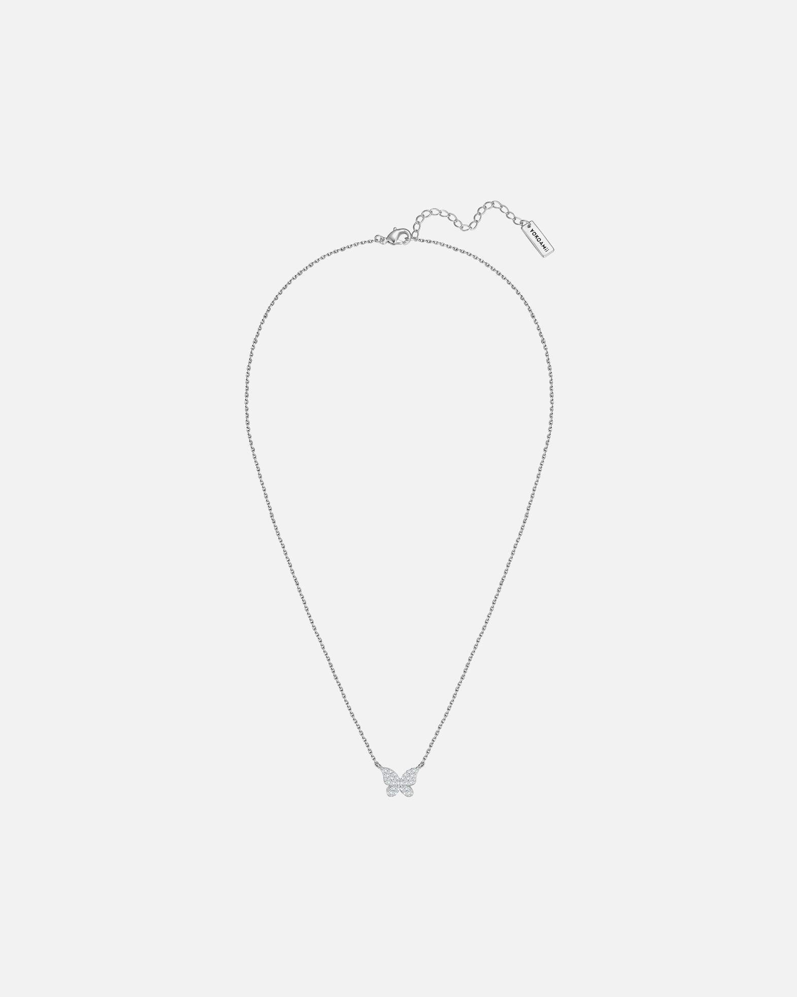 Halskette für Weiblich Yokoamii Halskette Schmetterling aus Messing in silber mit Zirkonia 40,0 cm Basiskette + 5,0 cm Verlängerung