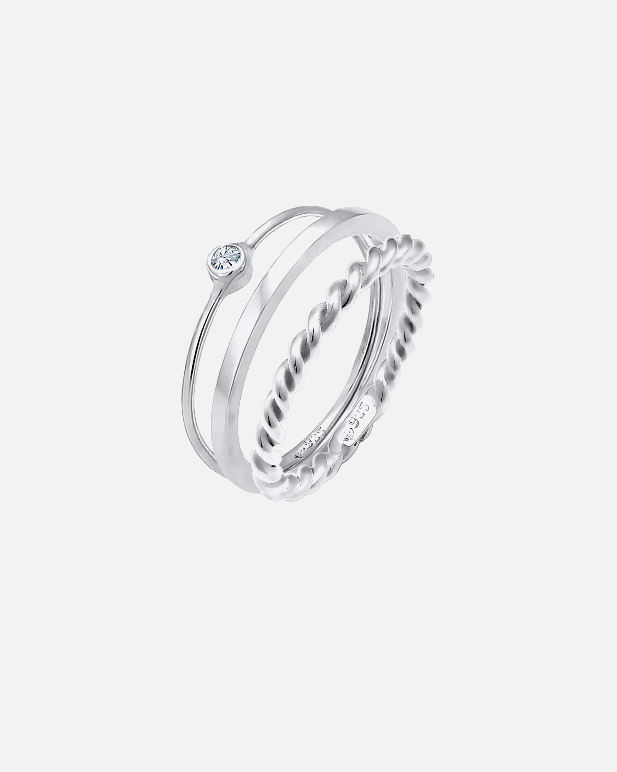 Bague for FemmeElliFemmes Set Solitaire Basic Torsadé avec Cristal en argent sterling 92552