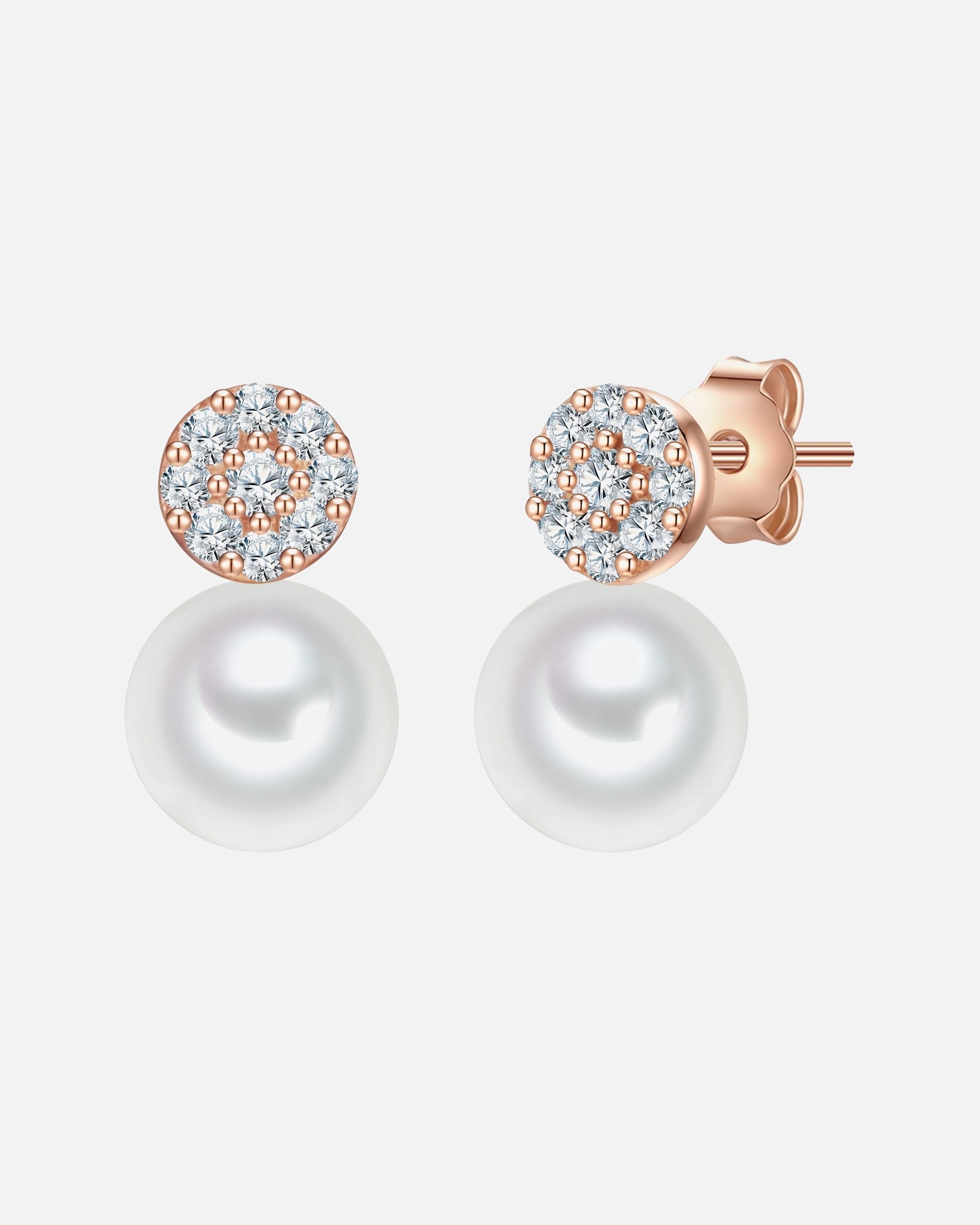 Boucle d'oreilles for FemmeBoucles d´oreilles Argent sterling Oxyde de zirconium (CZ) Perle de culture d'eau douce en Or rose11,6 mm