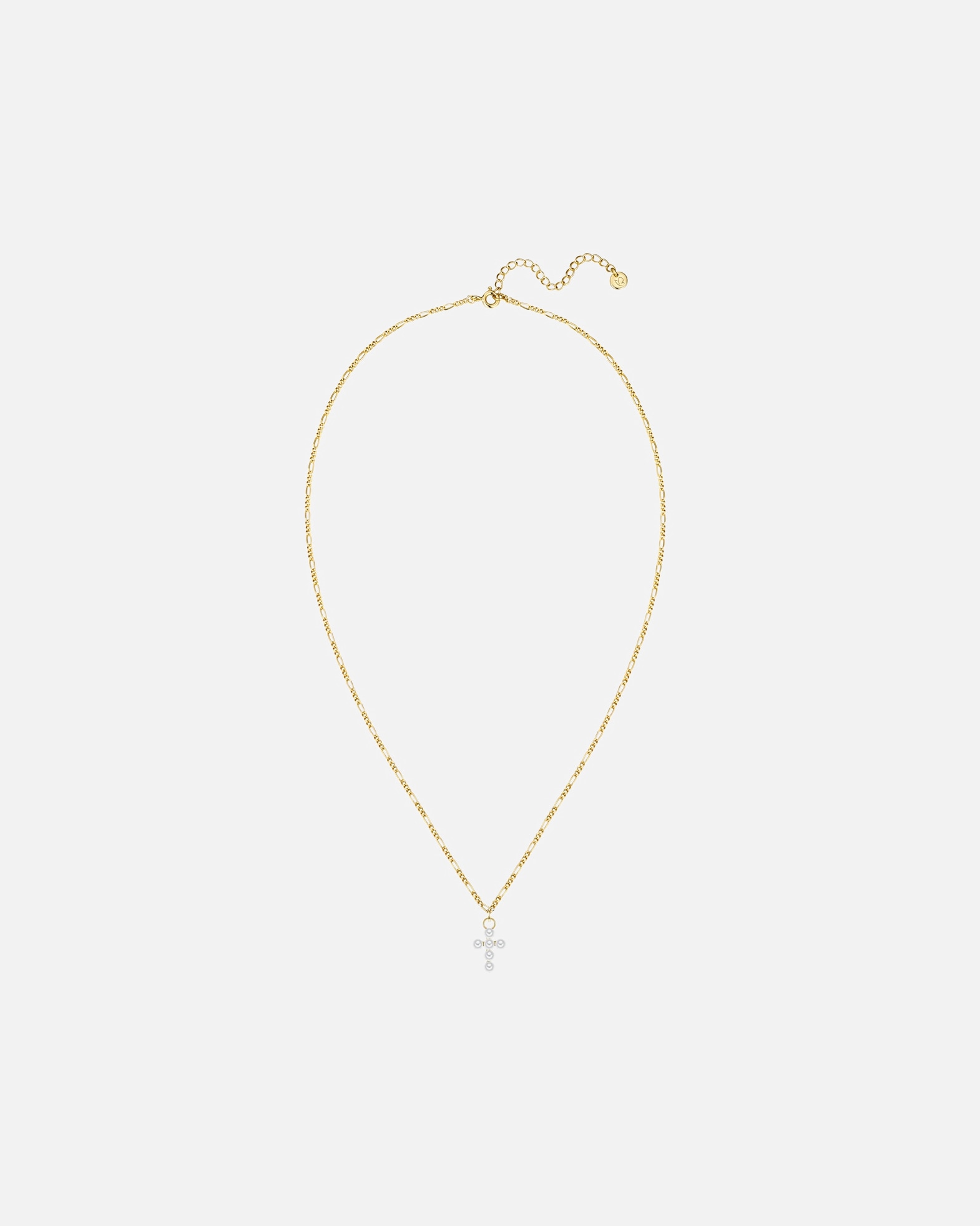 Halskette für Weiblich Glanzstücke München Halskette Kreuz aus Sterling Silber in gelbgold mit Süßwasser-Zuchtperle 43,0 cm Basiskette + 5,0 cm Verlängerung