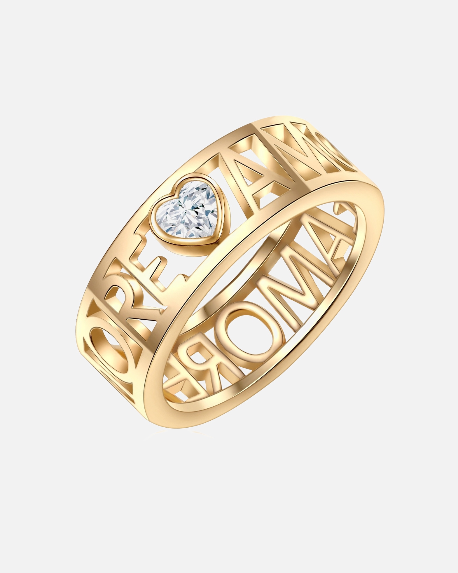 Ring für Weiblich Lulu & Jane Ring Metall-Legierung verziert mit Kristallen von Swarovski® in Gelbgold 54