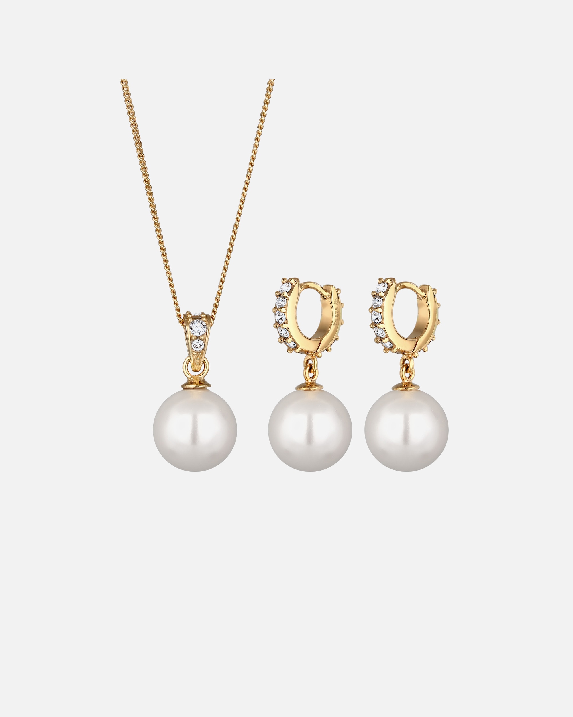 Schmuck für Weiblich Elli Muschelkernperlen Weiß Glas Kristalle 925 Sterling Silber 45 cm