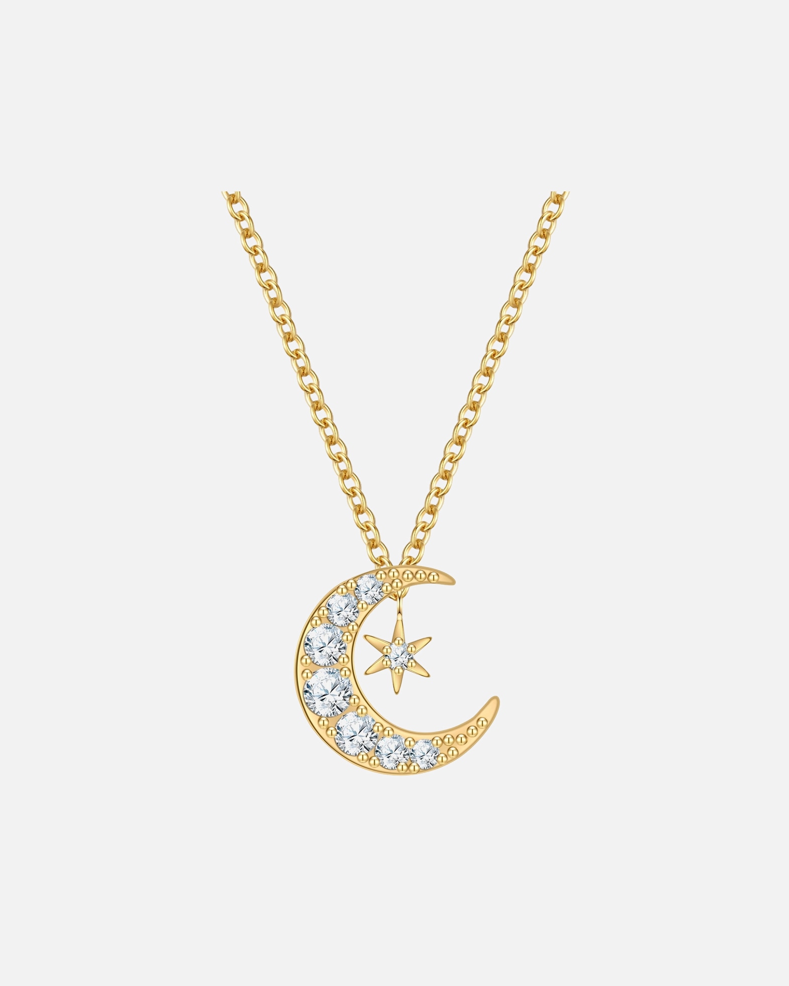 Halskette für Weiblich Rafaela Donata Halskette Mond/Stern aus Sterling Silber in Gelbgold mit Zirkonia 42,0 cm Basiskette + 5,0 cm Verlängerung