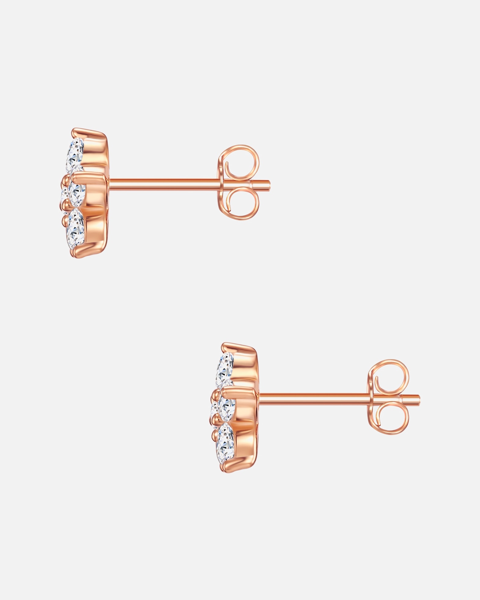 Boucle d'oreilles for FemmeRafaela DonataPuces d'oreilles en argent Fleur Argent sterling Oxyde de zirconium (CZ) en Or rose8,7 mm