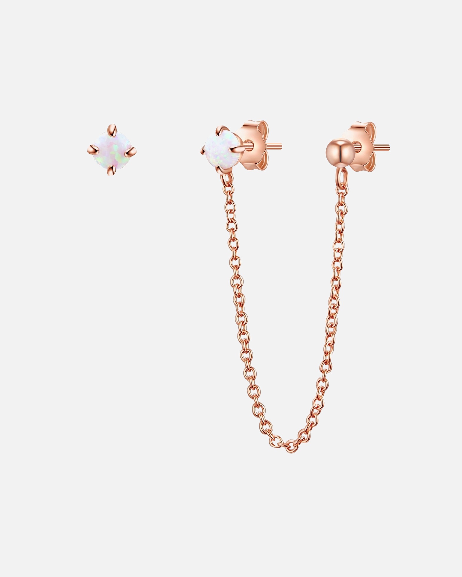 Boucle d'oreilles for FemmePuces d'oreilles en argent Argent sterling Opale (synth.) en Or rose35,6 mm