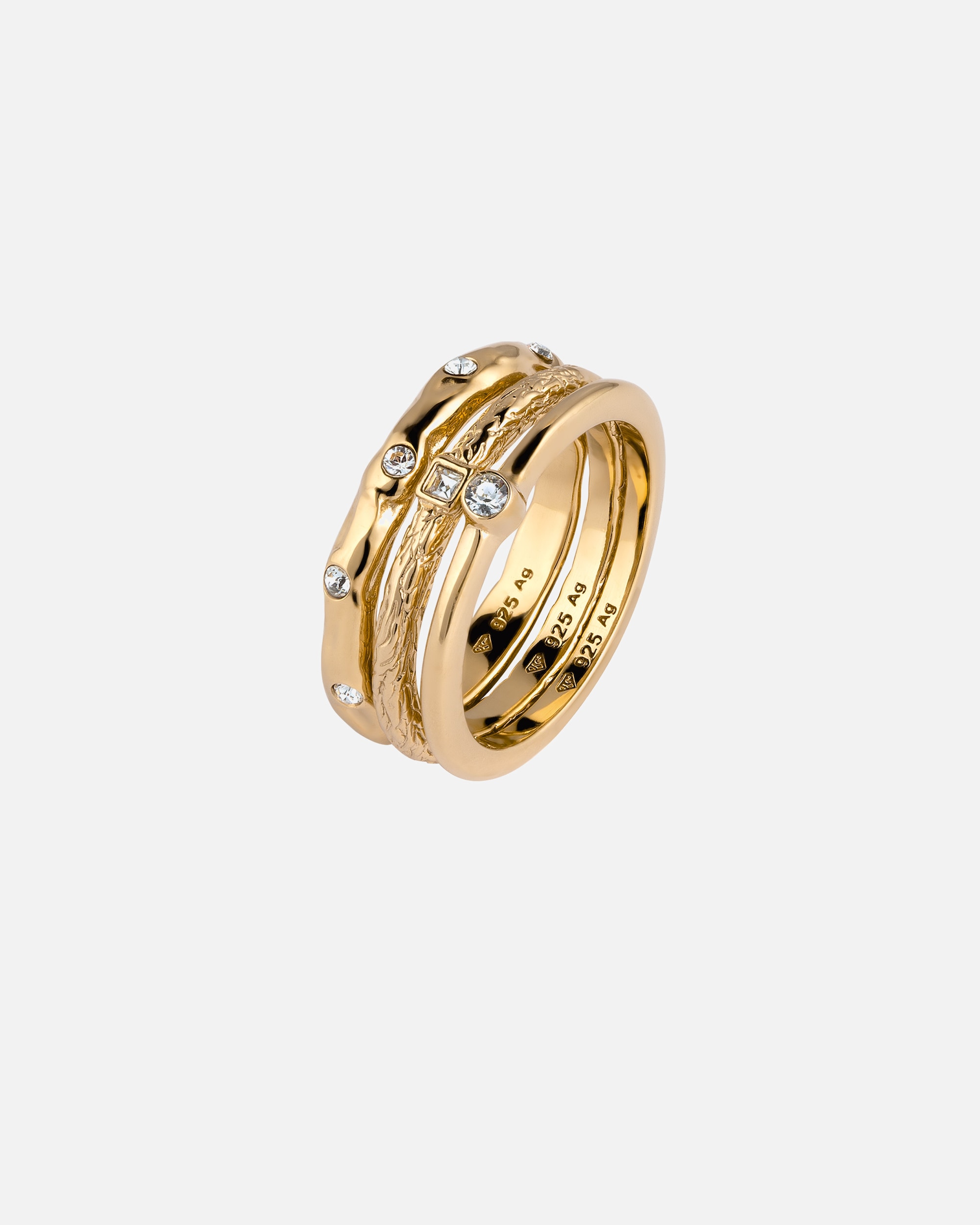 Ring für Weiblich Elli Weiß 3er Set 925 Sterling Silber, mit Kristallen von Swarovski® 52