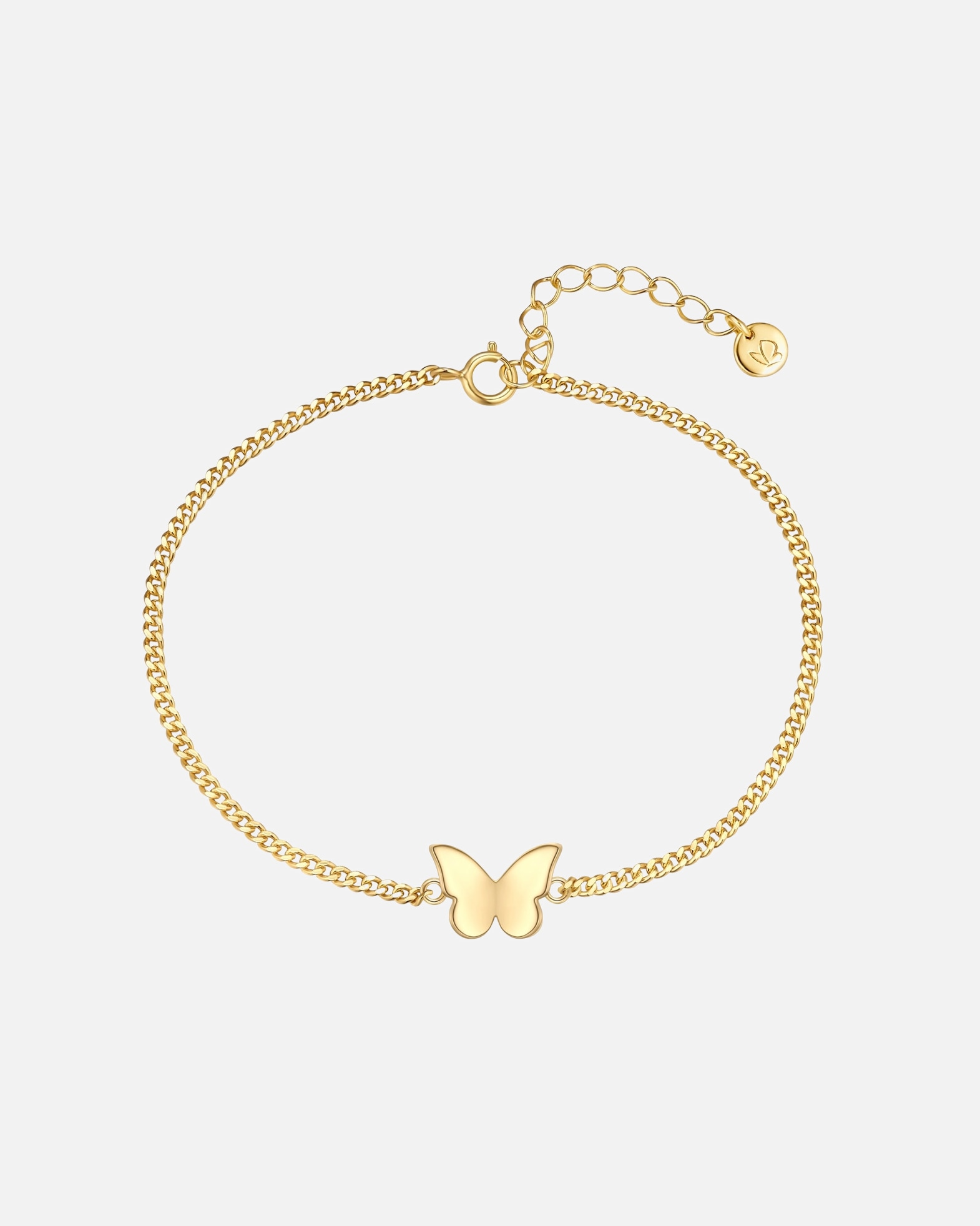 Bracelet for FemmeGlanzstücke MünchenBracelet Papillon en Argent Sterling en or jaune avec Bracelet Panzer17,0 cm Basislänge + 3,0 cm Verlängerung