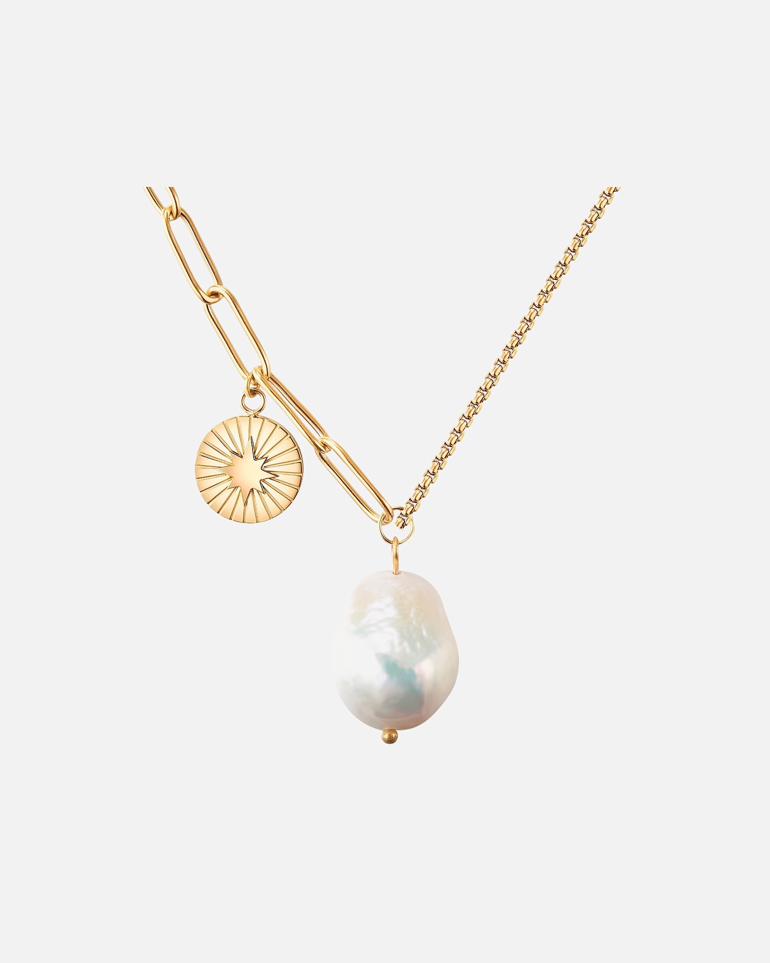 Collier for FemmeValero PearlsCollier en acier inoxydé Acier inoxydable Perle de culture d'eau douce en Or jaune40,0 cm Basiskette + 5,0 cm Verlängerung