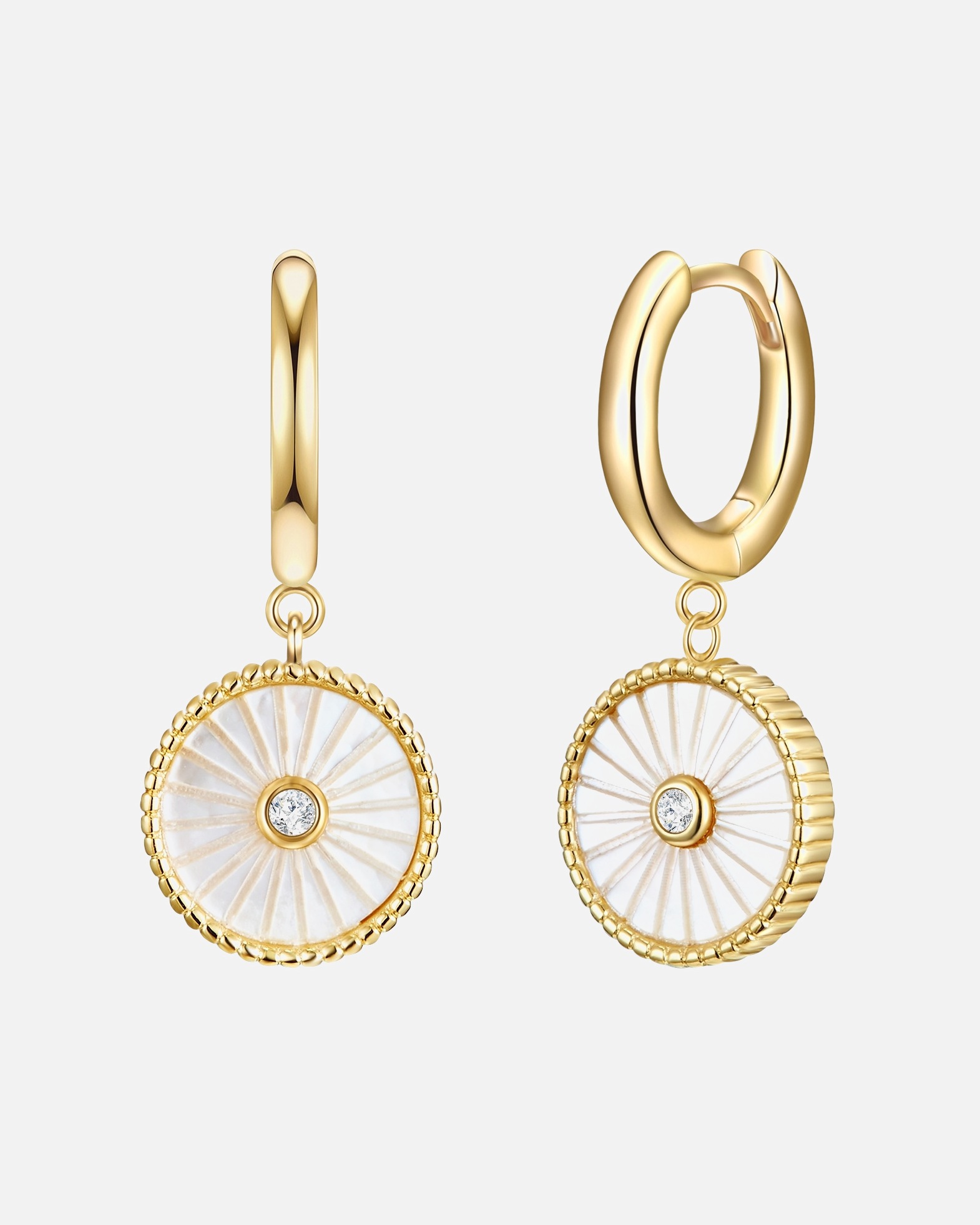 Créoles for FemmeCréoles en argent Argent sterling Oxyde de zirconium (CZ) Nacre en Or jaune23,6 mm