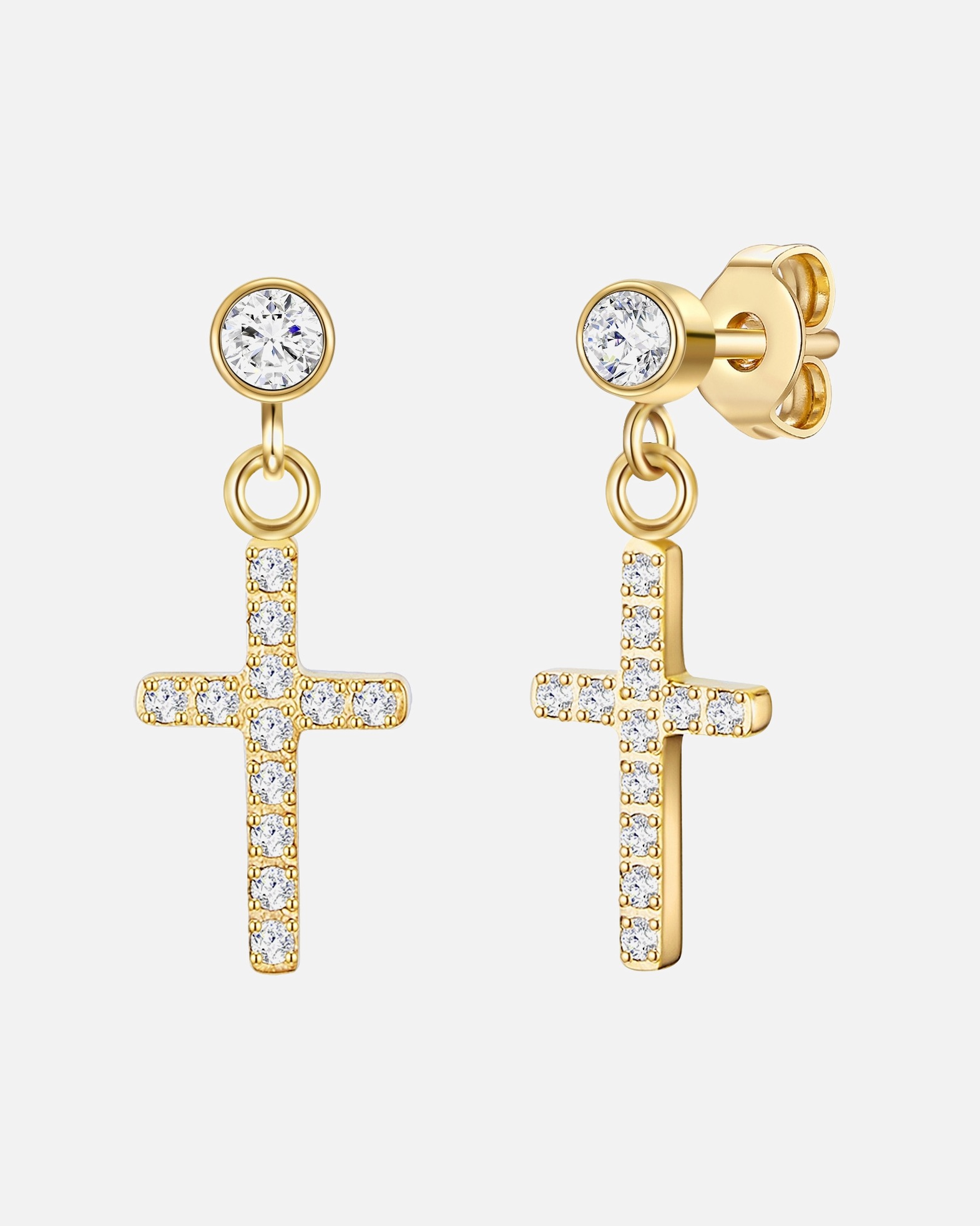 Boucle d'oreilles for FemmeBoucles d´oreilles en acier inoxydable Croix Acier inoxydable Oxyde de zirconium (CZ) en Or jaune21,3 mm