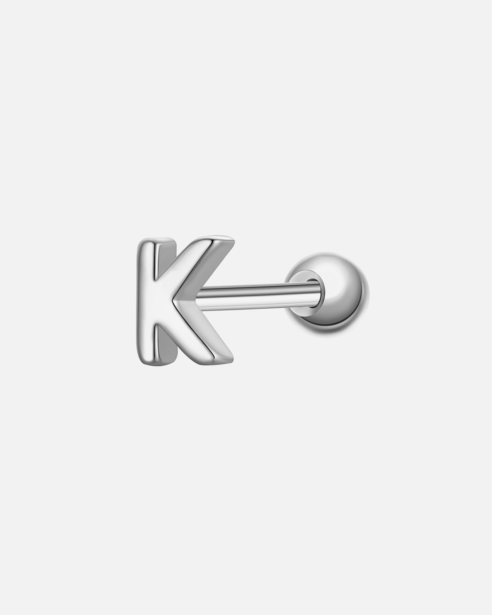 Ohrringe für Weiblich Piercing Buchstabe K aus Sterling Silber in silber 3,9 mm