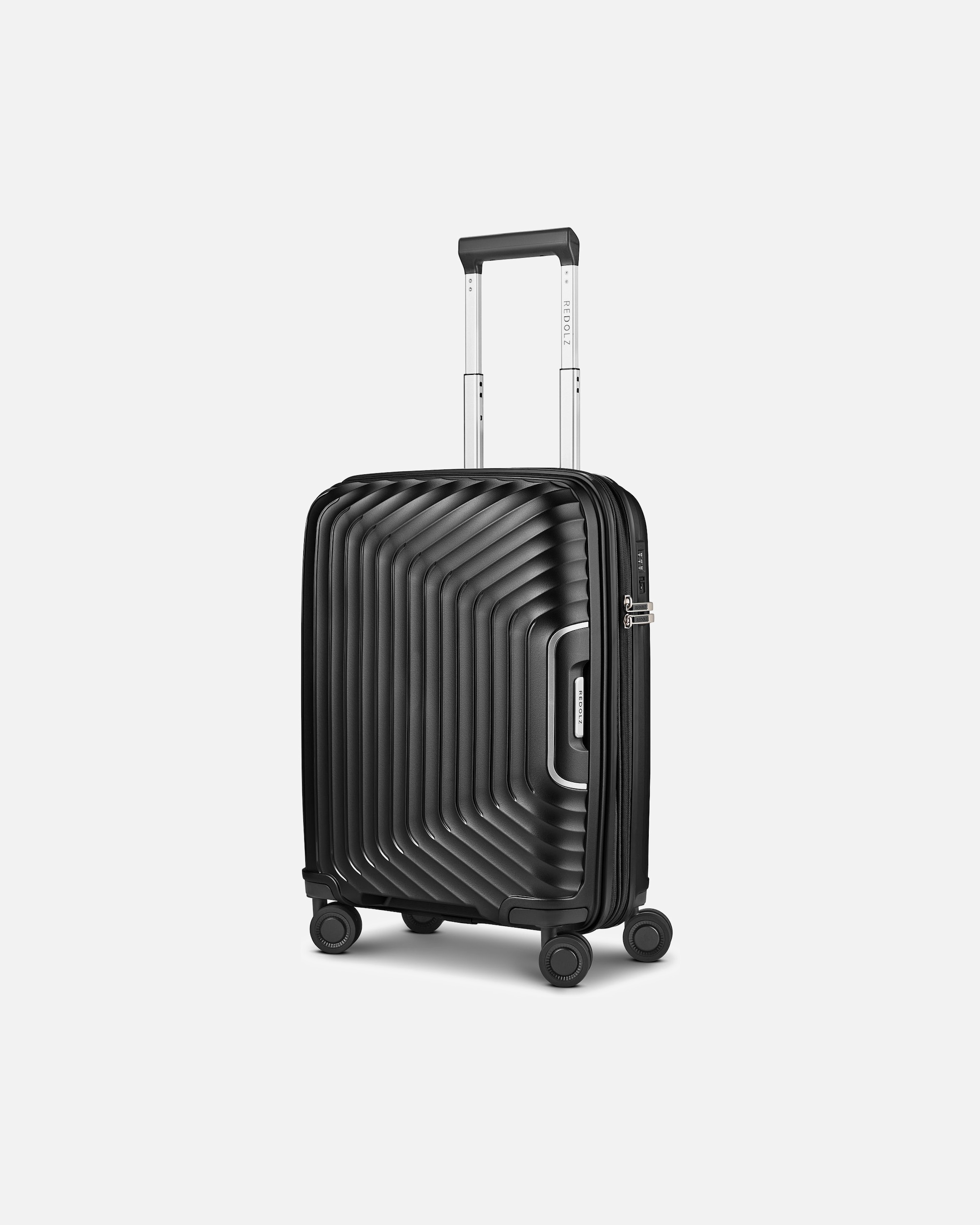 Handgepäckkoffer für Männlich Redolz Essentials 01 4 Rollen Kabinentrolley 53 cm mit Dehnfalte black metallic