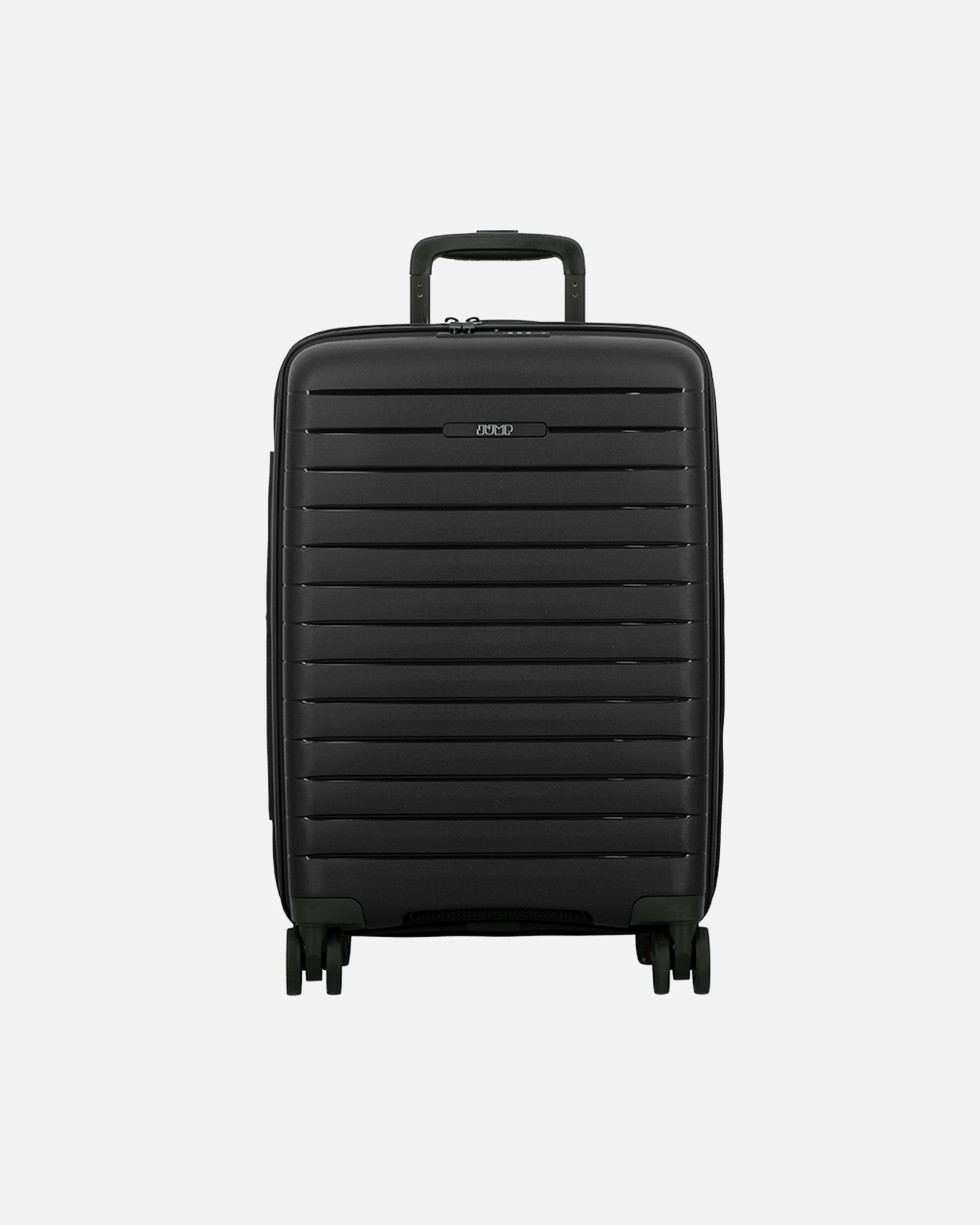 Handgepäckkoffer für Männlich Jump Striper 4 Rollen Kabinentrolley 55 cm mit Dehnfalte dark grey
