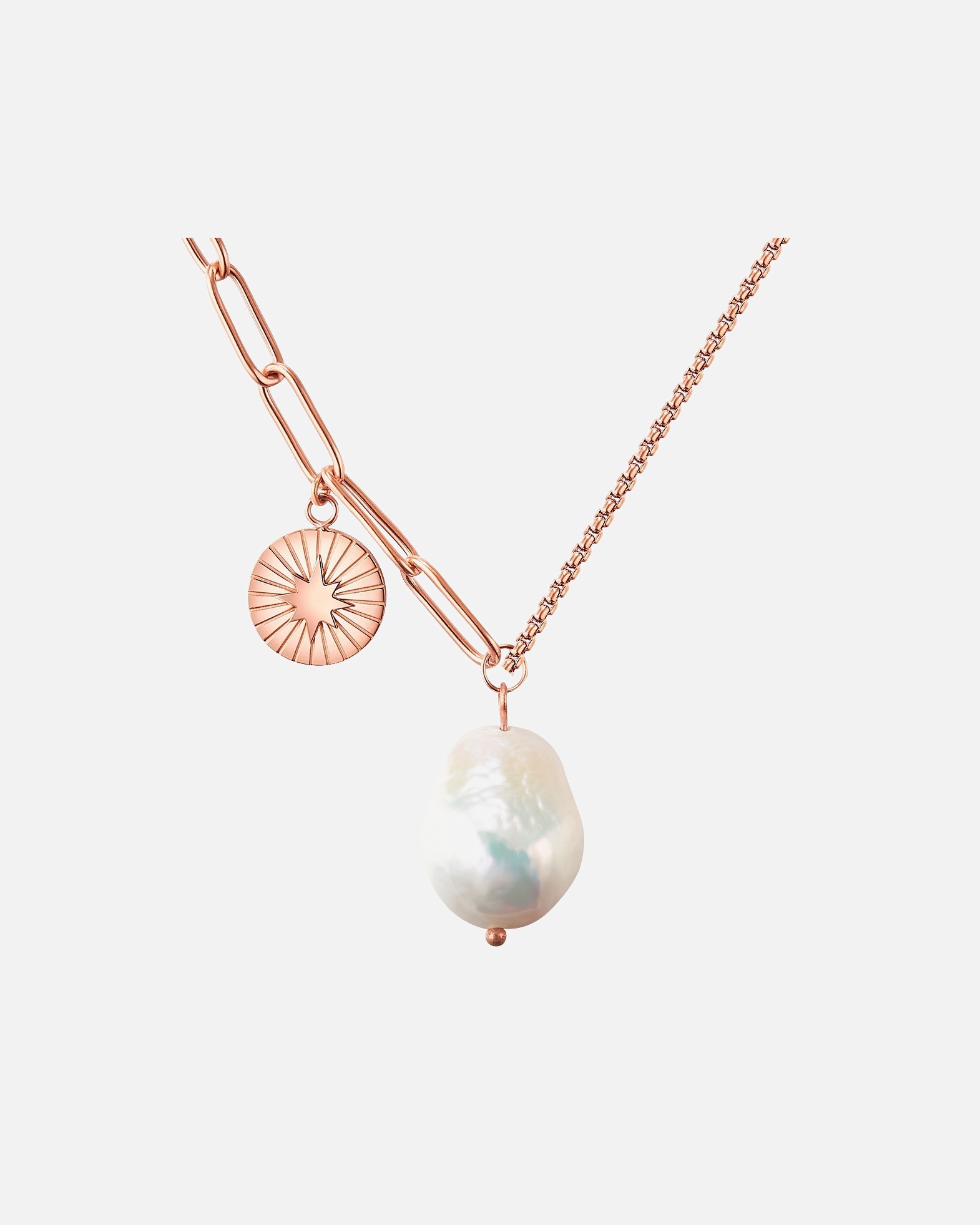 Collier for FemmeCollier en acier inoxydé Acier inoxydable Perle de culture d'eau douce en Or rose40,0 cm Basiskette + 5,0 cm Verlängerung