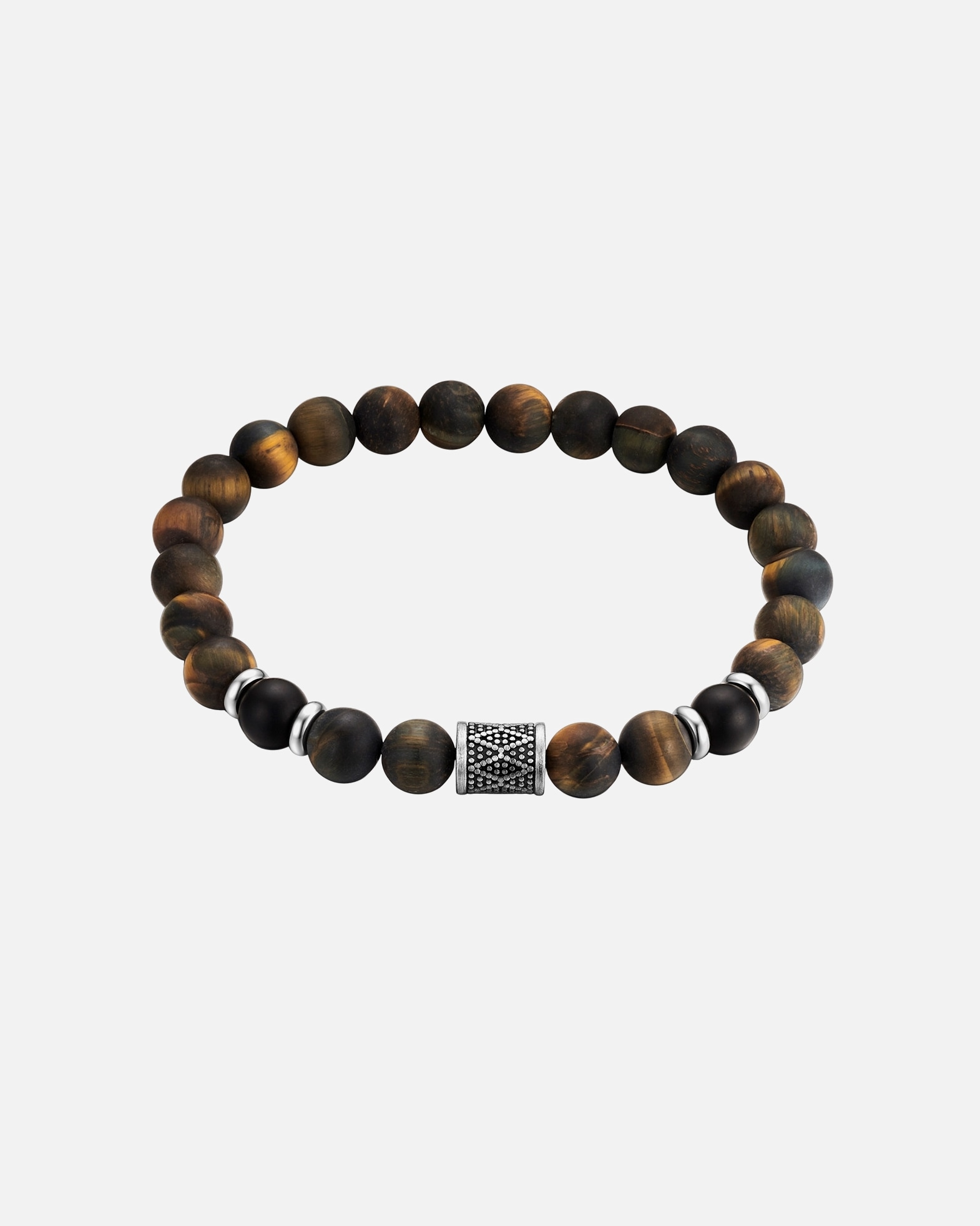Bracelet for HommeTrue RebelsBracelet en acier inoxydable en argent avec agate et œil de tigre21,0 cm