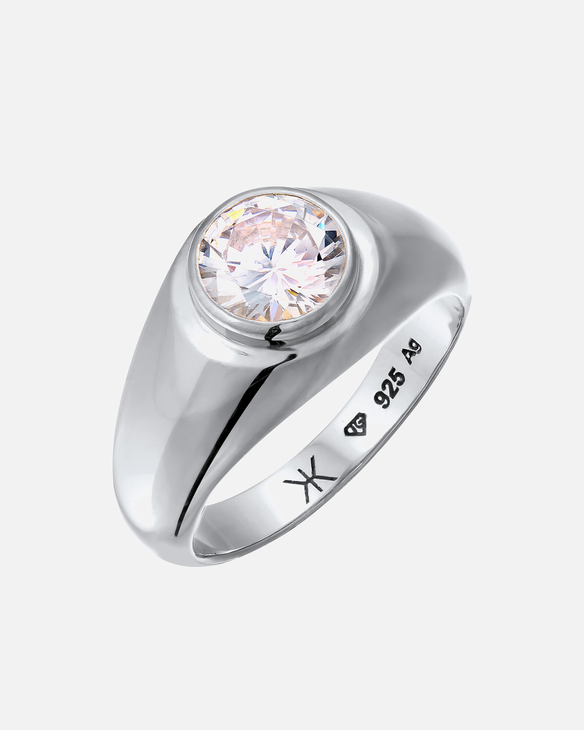 Ring für Männlich KUZZOI Zirkonia Weiß Diamantschliff 925 Sterling Silber Unisex 52