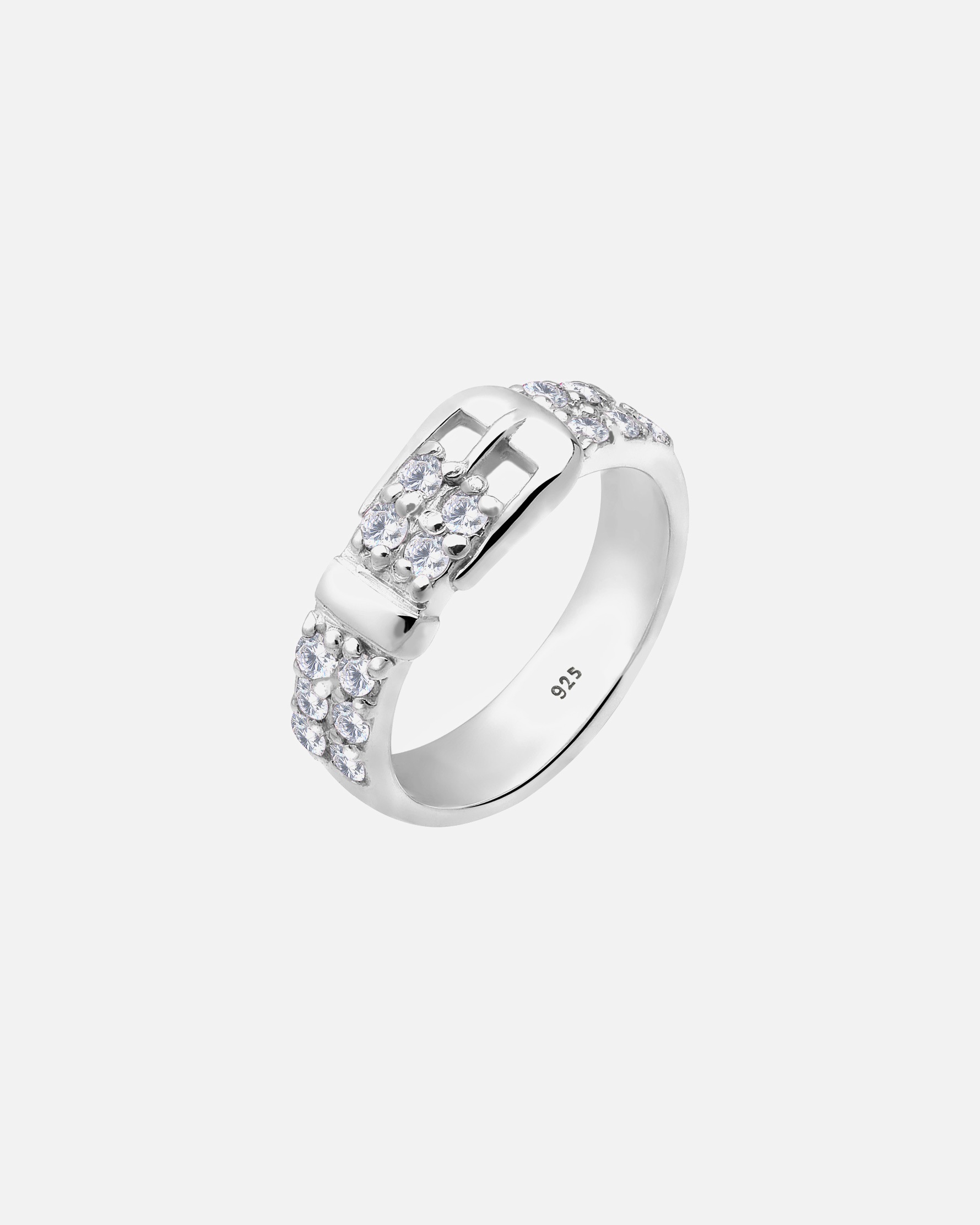 Bague for FemmeElliFemme Motif de Ceinture Amusant avec des Cristaux de Zircone en Argent Sterling 925 Sterling58