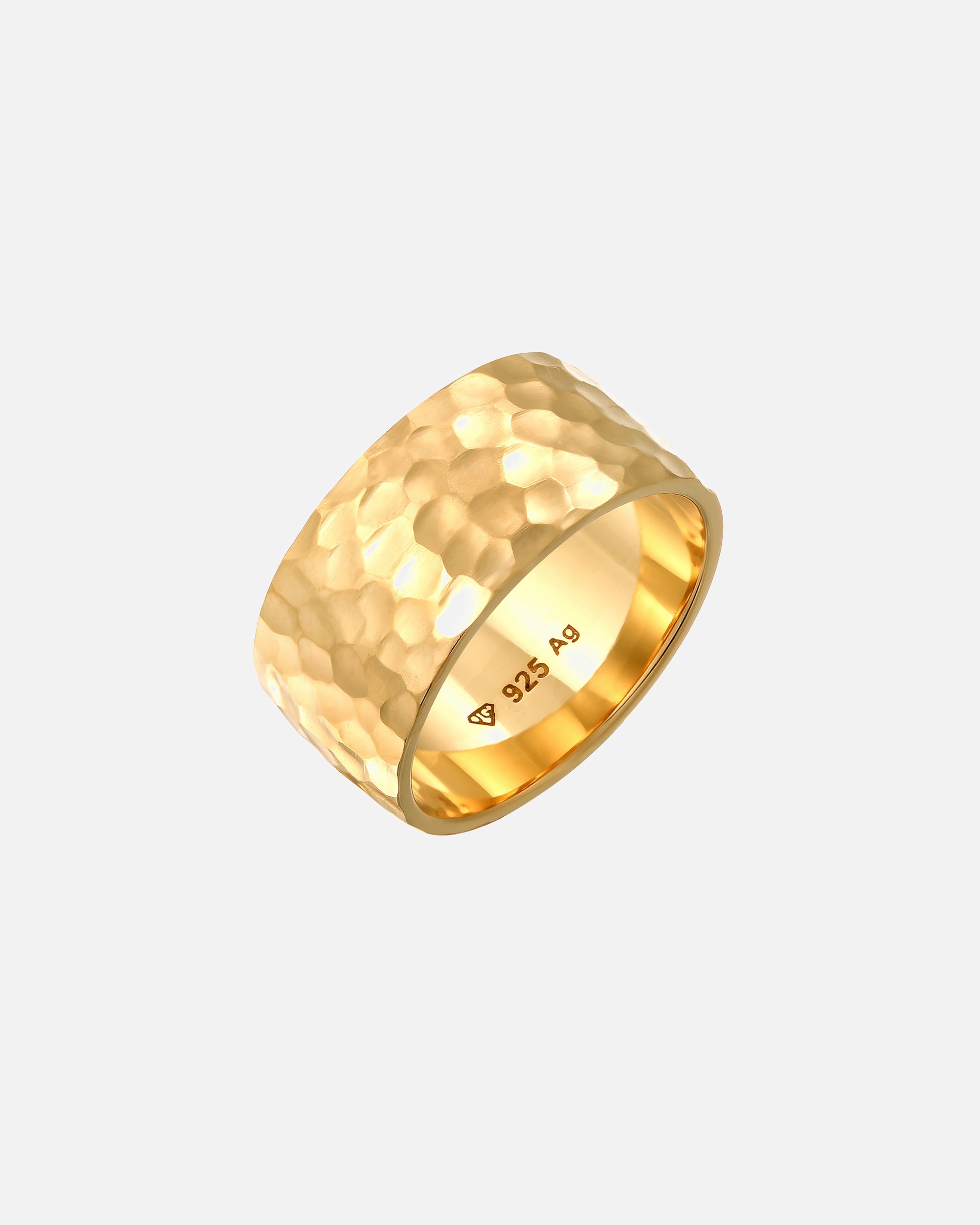 Ring für Weiblich Elli Basic Bandring Gehämmert Trend Cool 925 Silber 54