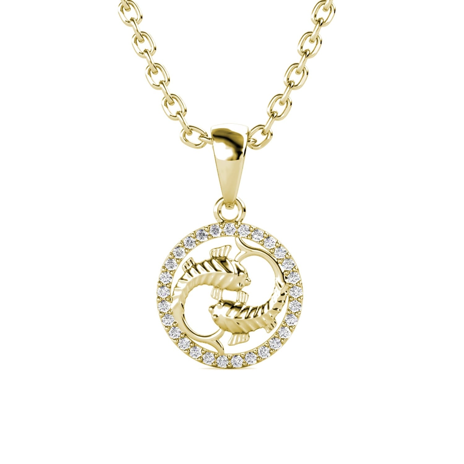 Colliers Zodiaque Poisson - Doré et Cristal