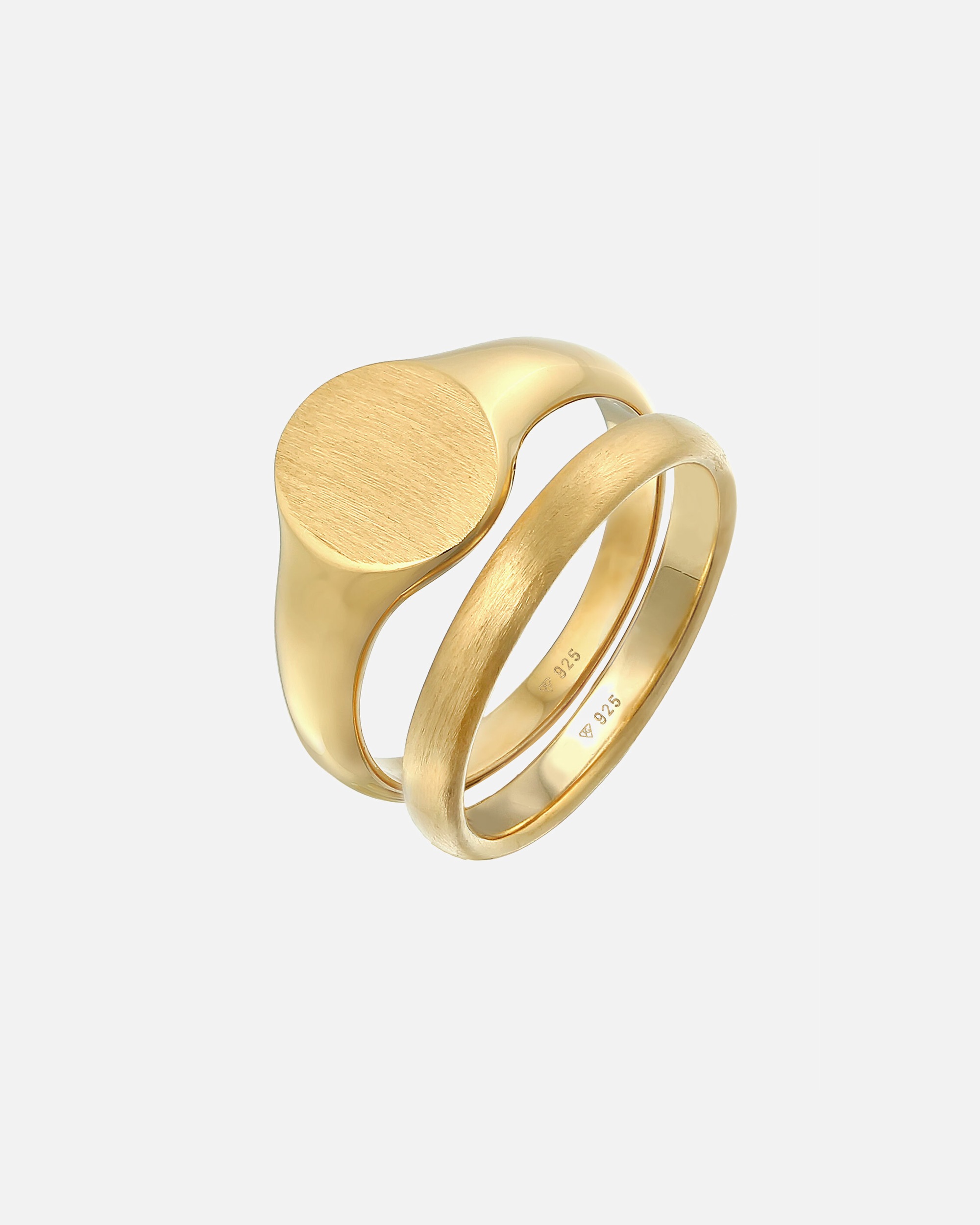 Ring für Männlich KUZZOI Herren Siegelring Basic Bandring 2er Set 925 Silber 64