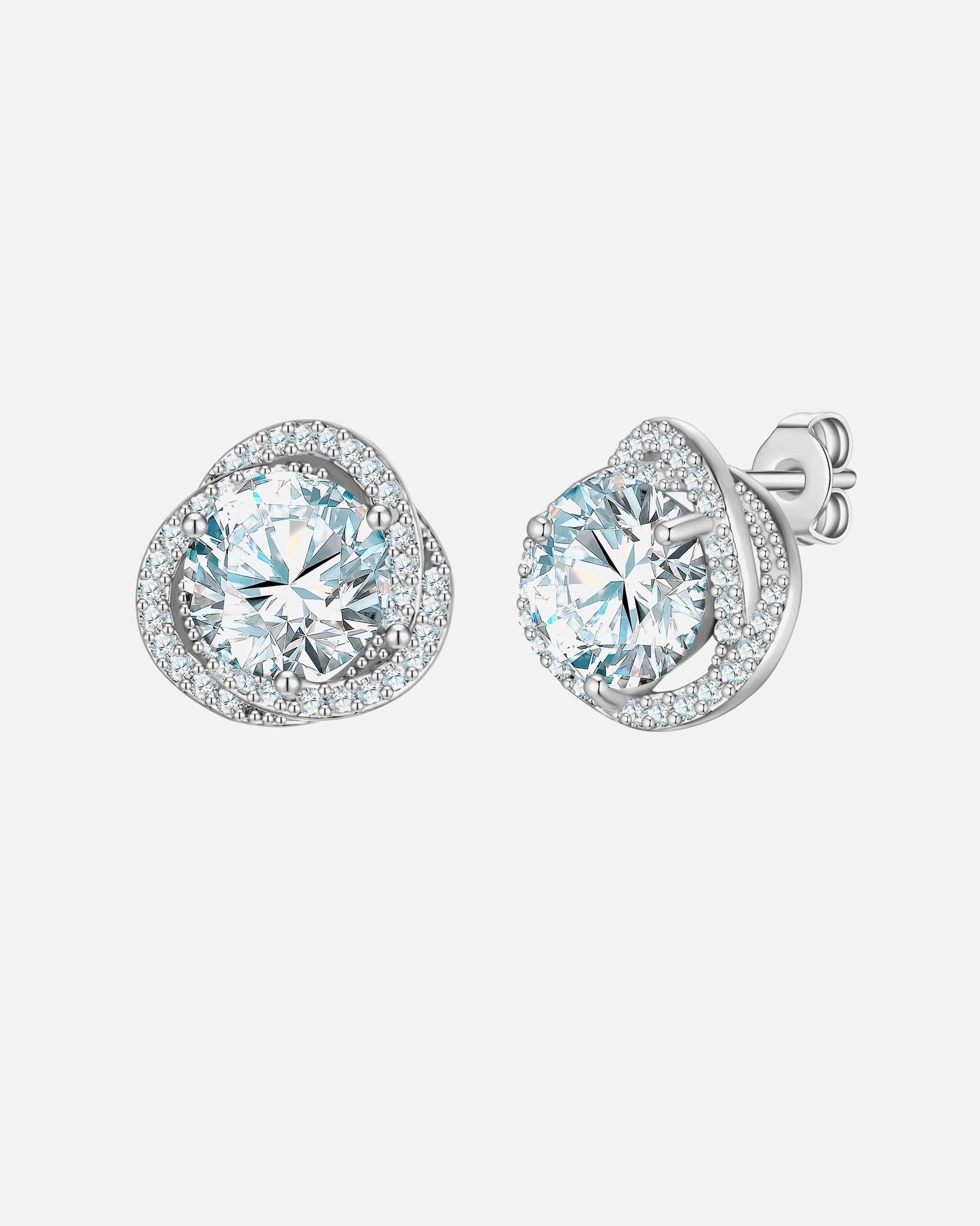 Ohrringe für Weiblich Ohrstecker aus Messing in silber mit Zirkonia 12,3 mm