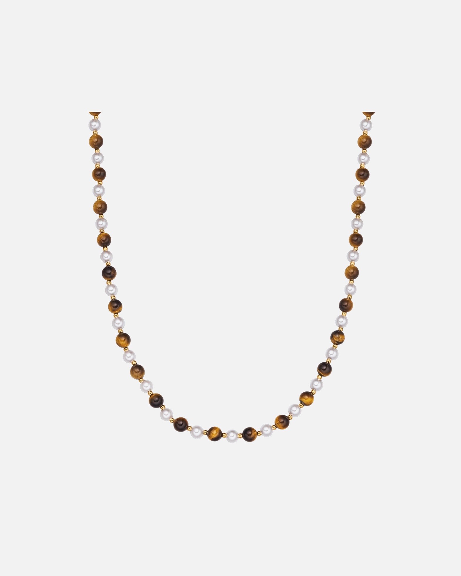 Collier for HommeCollier en Acier Inoxydable en or jaune avec Perle de Nacre d'Œil de Tigre50,0 cm Basiskette + 5,0 cm Verlängerung