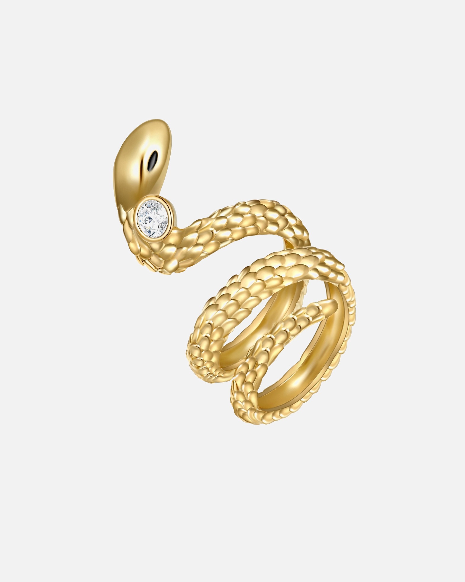 Ring für Weiblich Lulu & Jane Ring Schlange Metall-Legierung verziert mit Kristallen von Swarovski® in Gelbgold 58