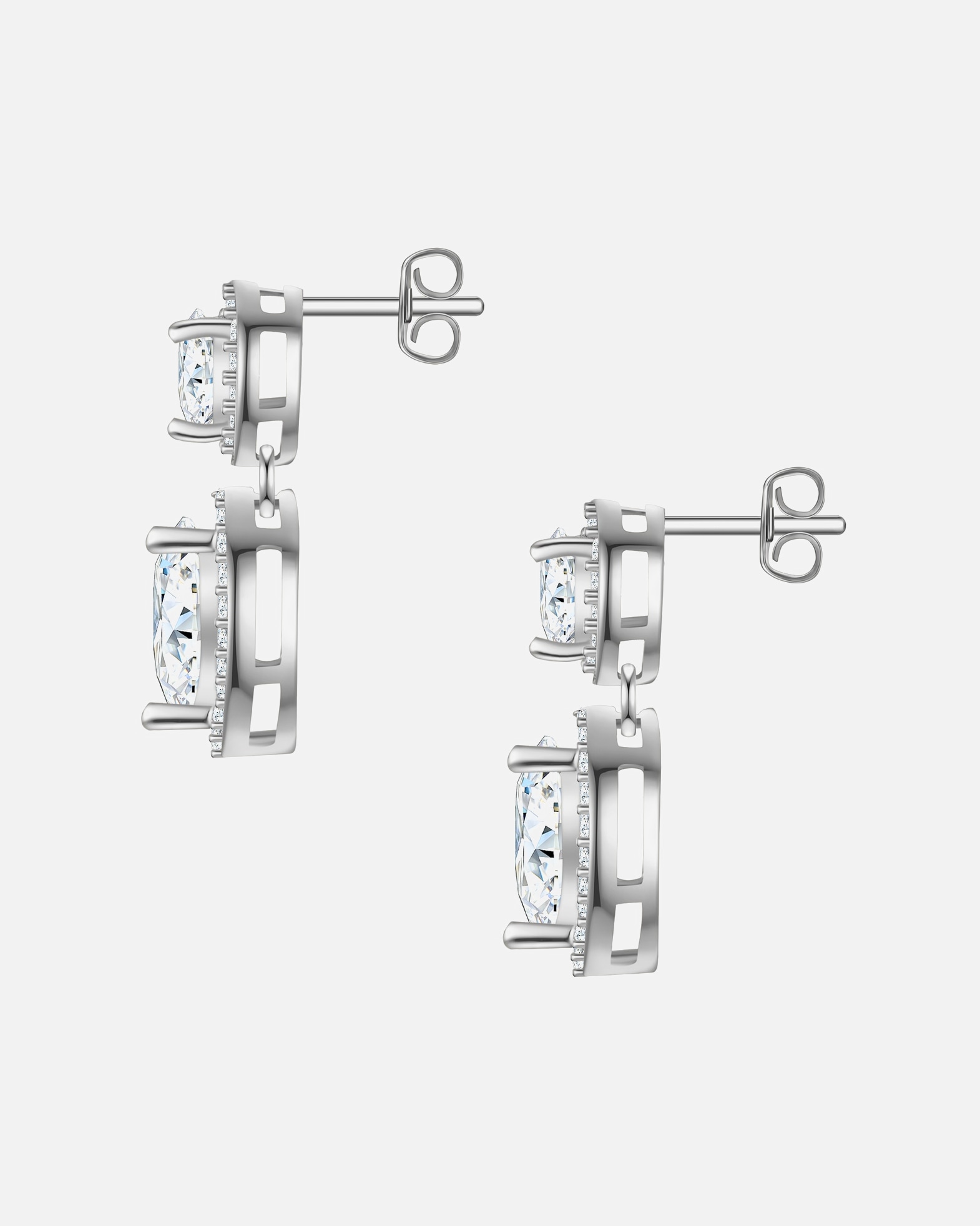 Boucle d'oreilles for FemmeYokoamiiBoucles d'oreilles pendantes cœur en laiton argenté avec zirconium17,2 mm