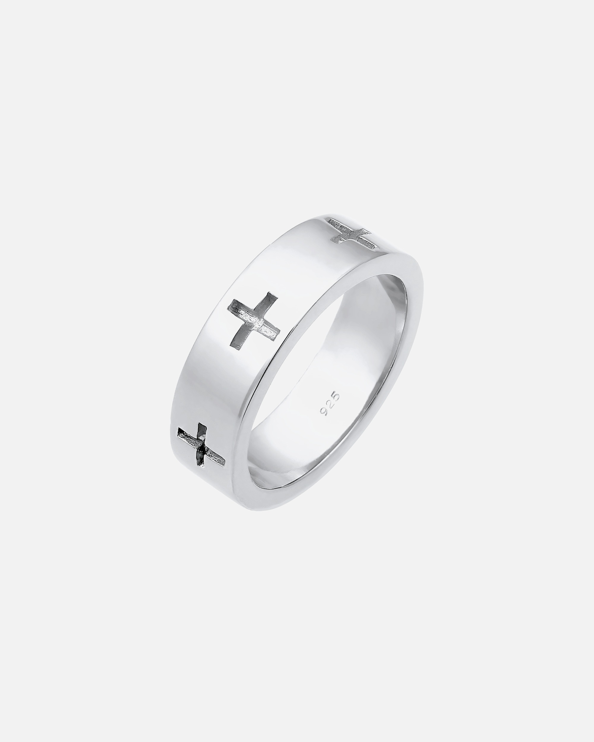 Ring für Weiblich Elli Kreuz Cut Out Bandring Religiös Glaube 925 Silber 58