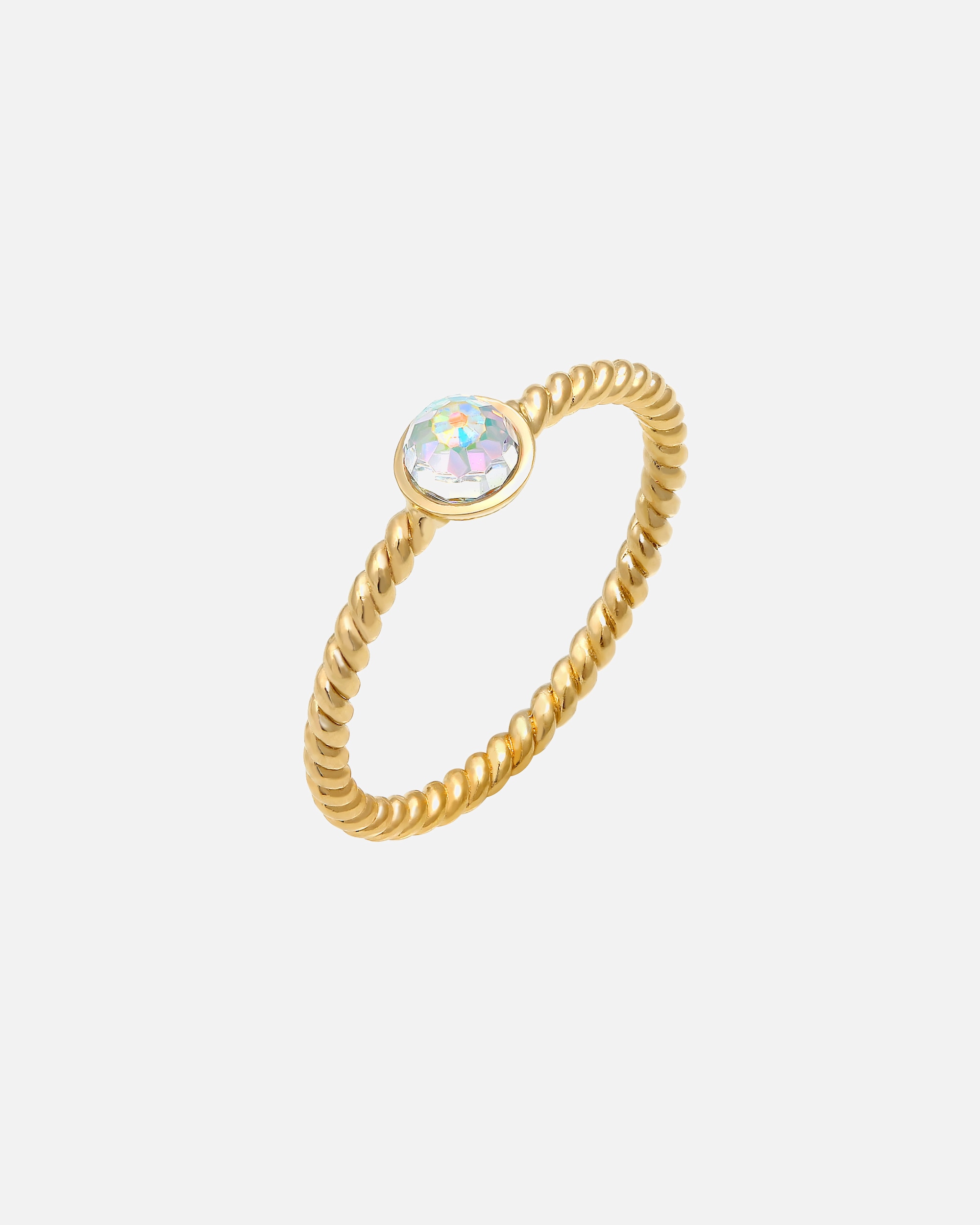 Bague for FemmeElliFemmes Solitaire Twisted avec cristaux en argent sterling 925 plaqué or58