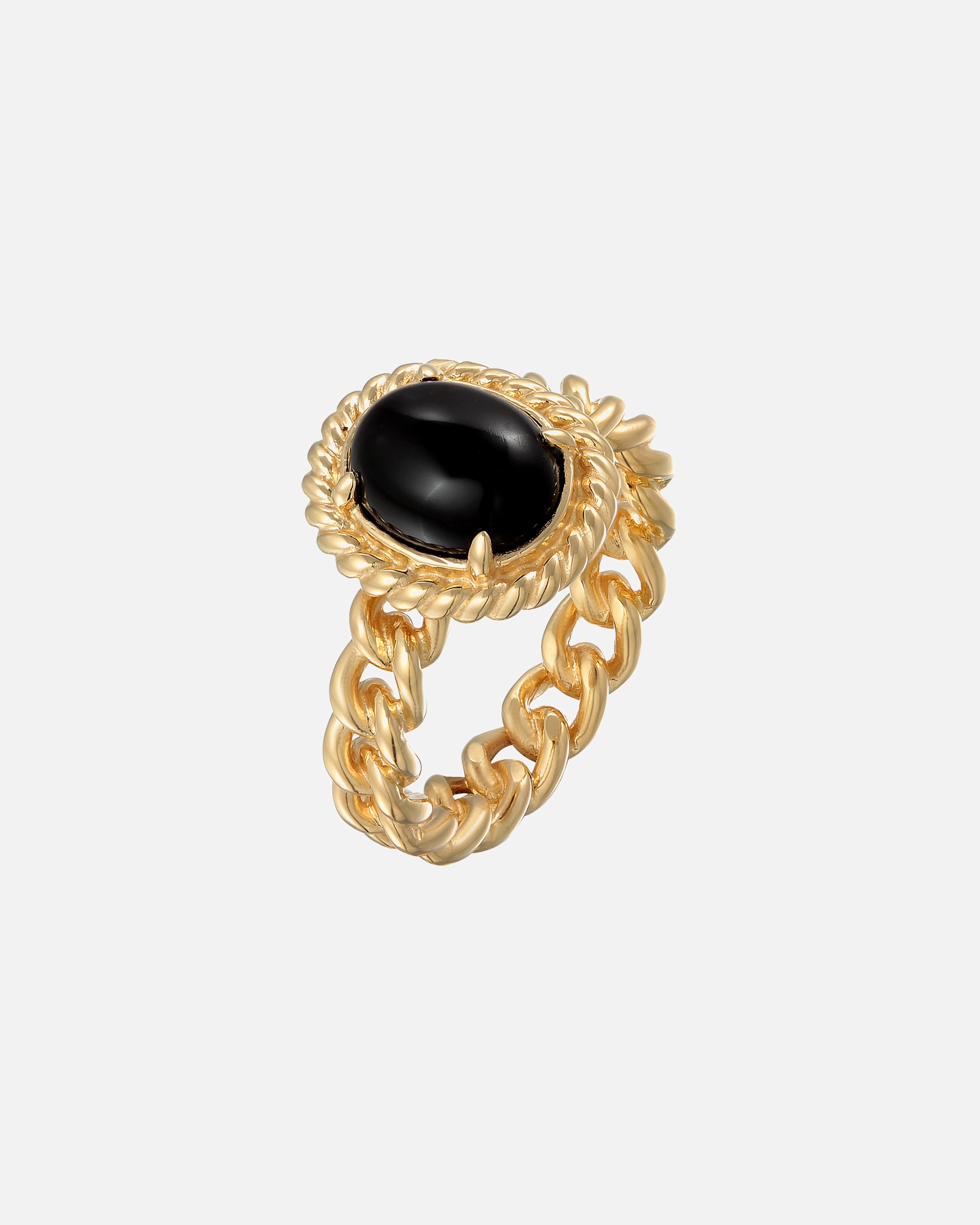 Bague for FemmeElli PREMIUMElli PREMIUM Bague Femmes Solitaire Classique Chaîne Optique avec Onyx en argent sterling 925 plaqué or56