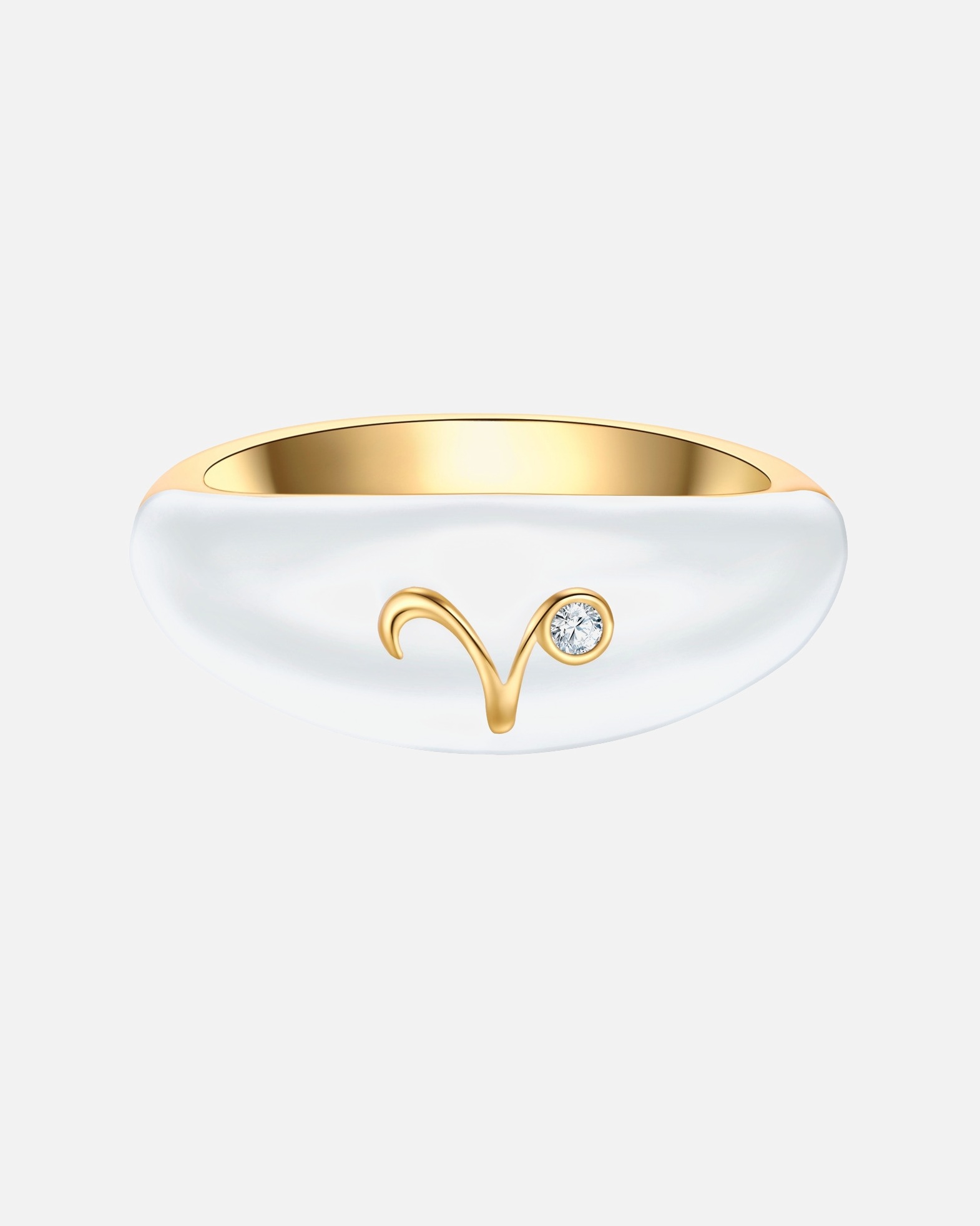 Ring für Weiblich Glanzstücke München Ring Sternzeichen Widder aus Sterling Silber in gelbgold mit Zirkonia 60