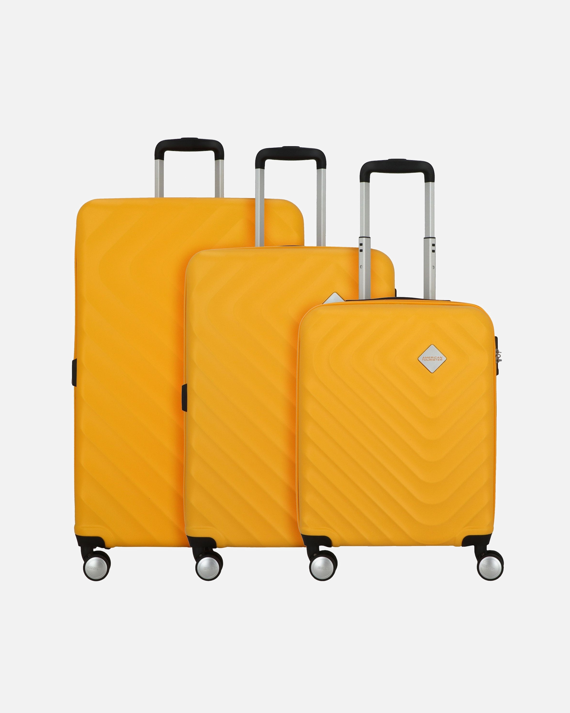 Valise for HommeAmerican TouristerSummer Square 4 roulettes Set de valises 3 pièces avec soufflet d'extensionsunshine yellow