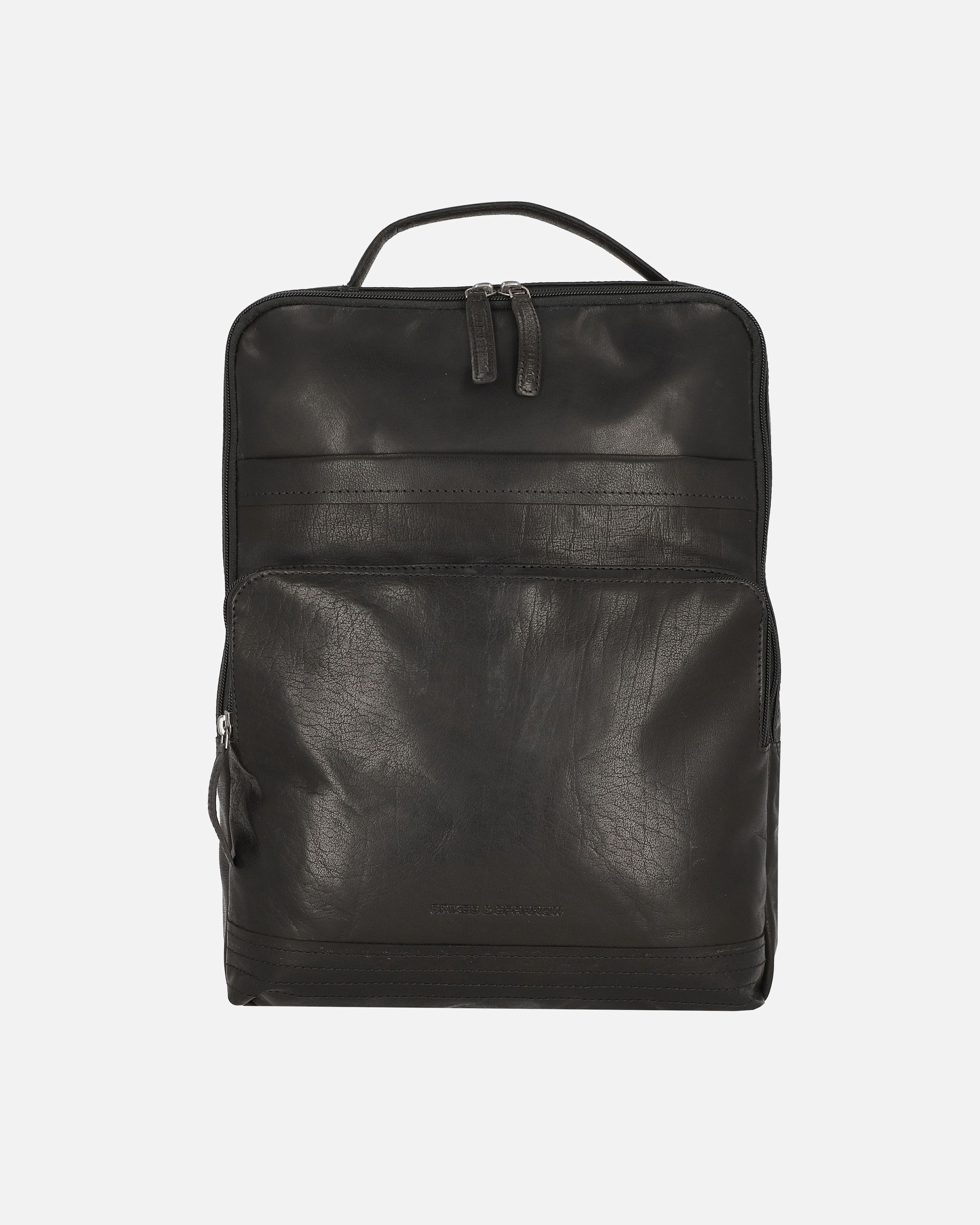 Rucksack für Männlich Spikes & Sparrow Bronco Rucksack Leder 40 cm Laptopfach black